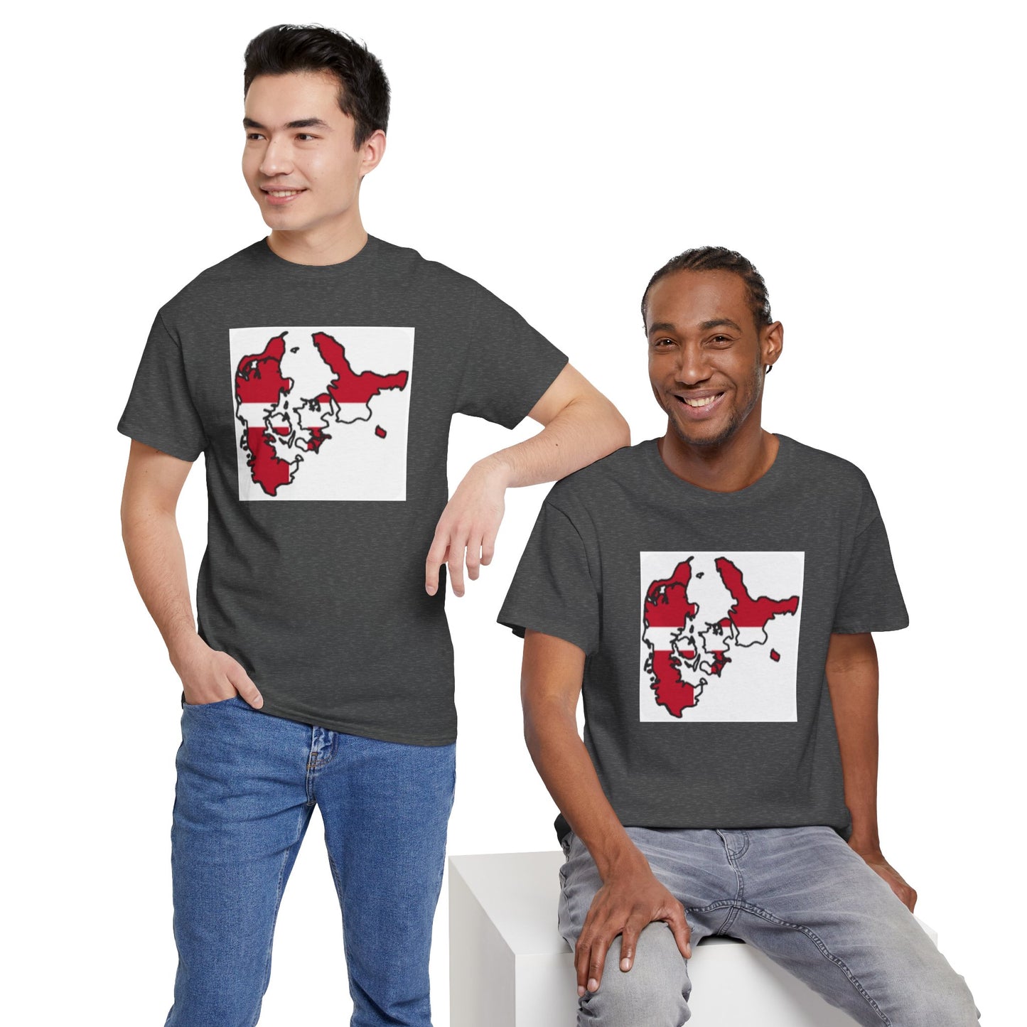 Unisex Heavy Cotton Tee -- Denmark flag and map