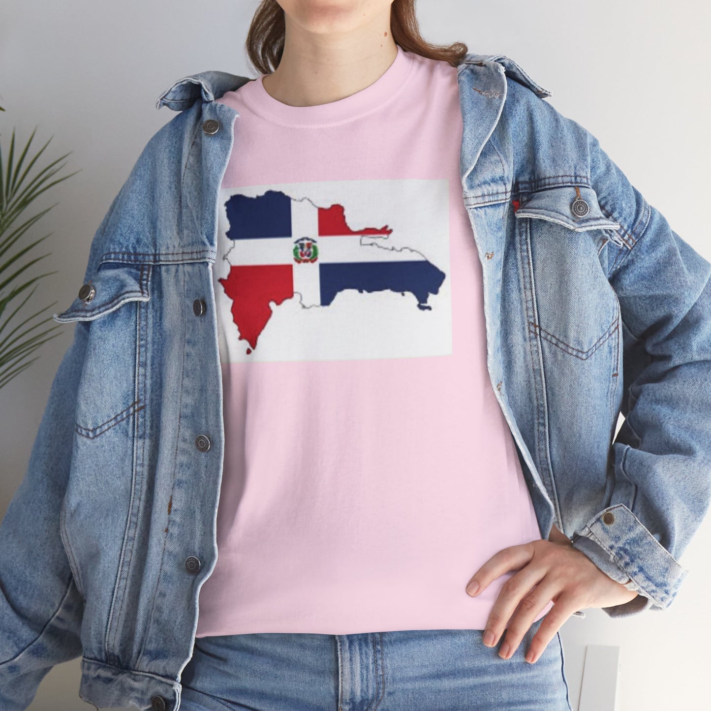 Unisex Heavy Cotton Tee -- Dominican Republic flag and map