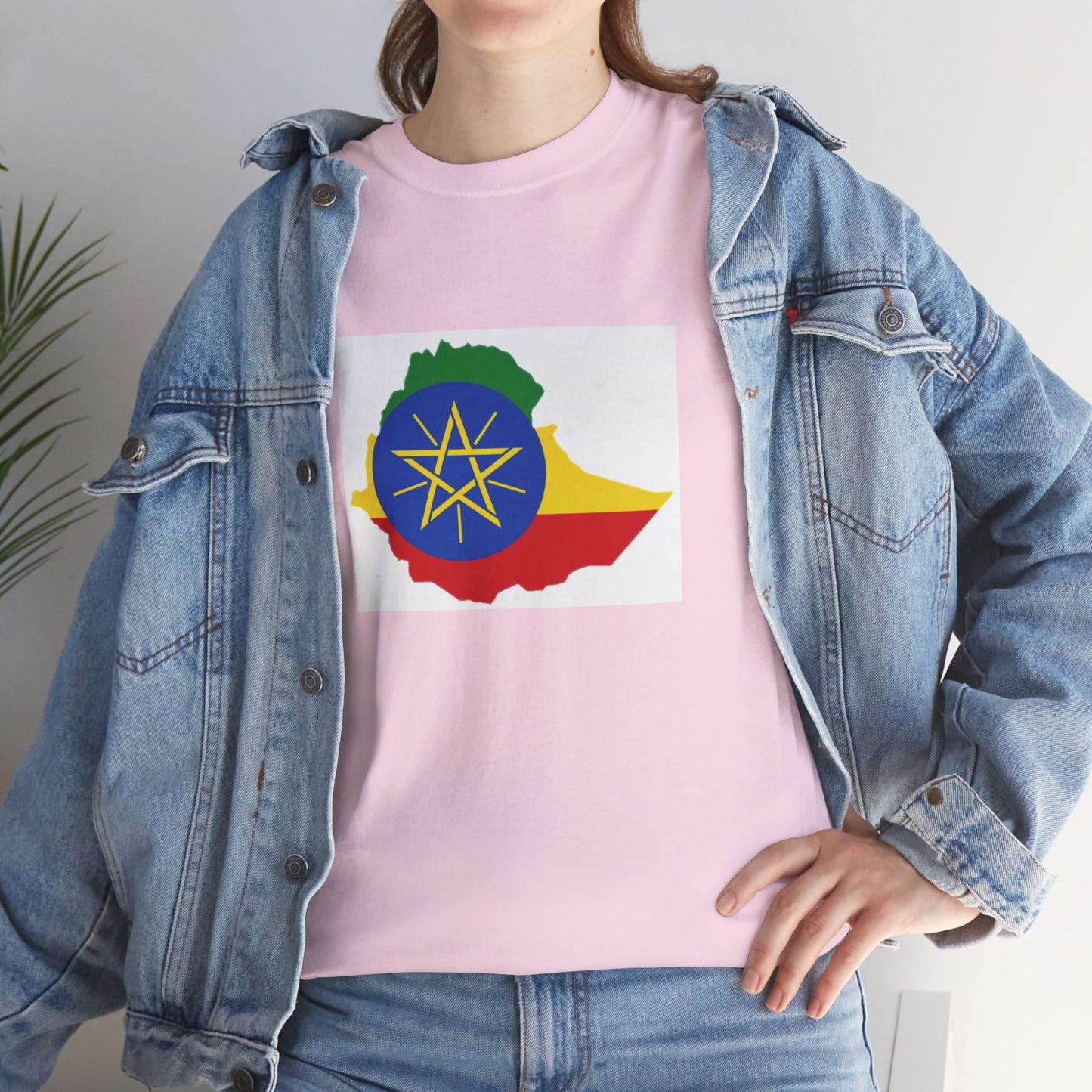 Unisex Heavy Cotton Tee -- Ethiopa federal flag and map