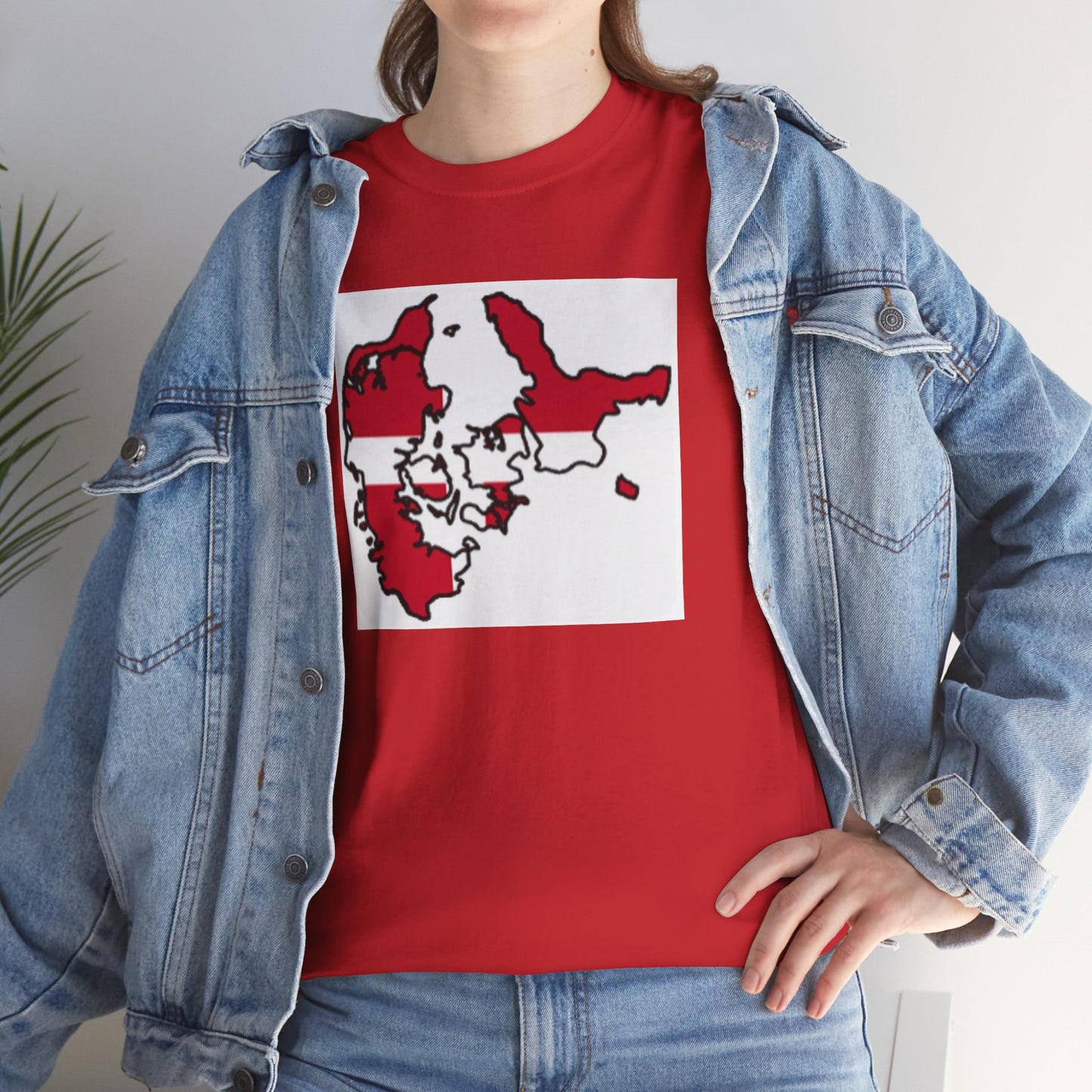 Unisex Heavy Cotton Tee -- Denmark flag and map