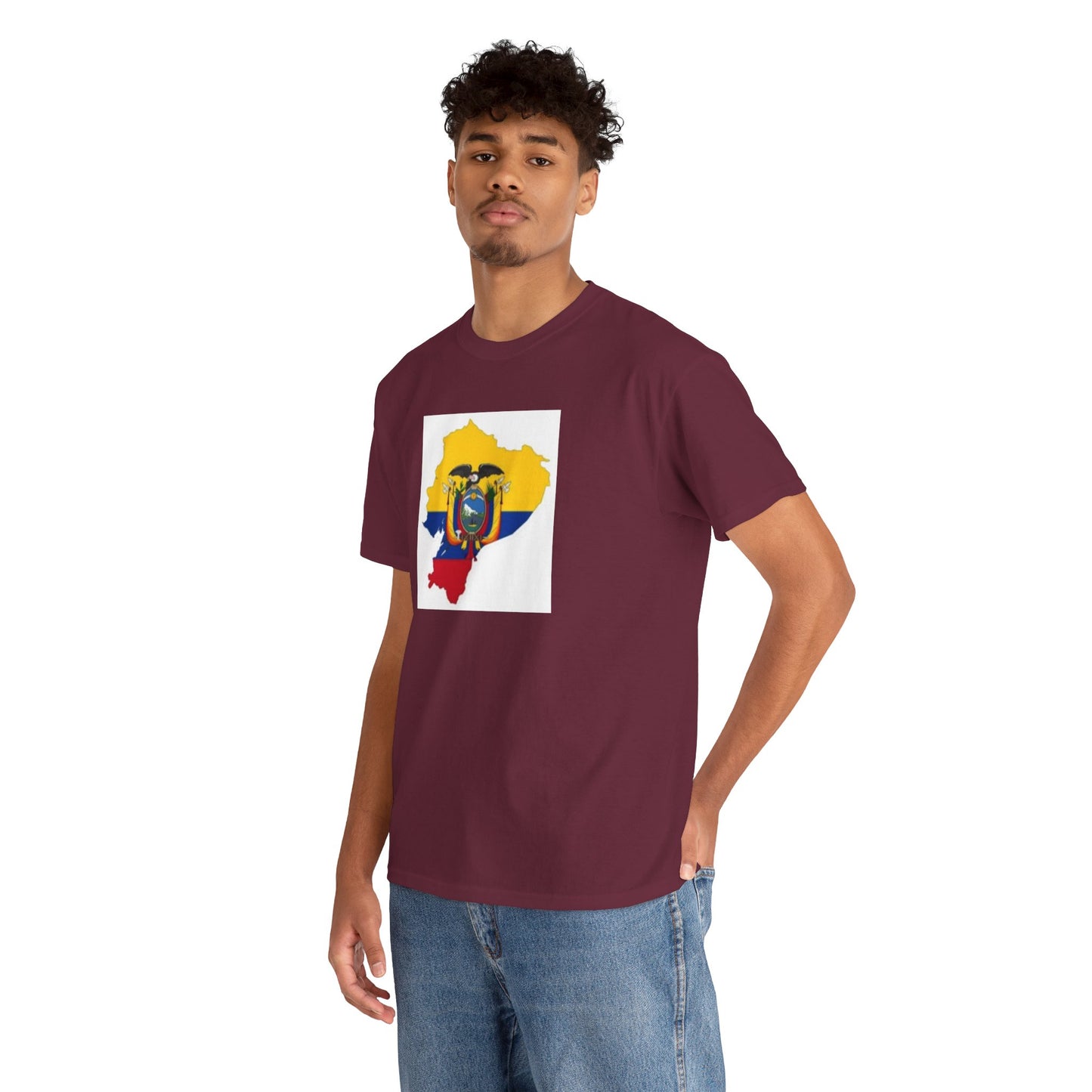 Unisex Heavy Cotton Tee -- Ecuador flag and map