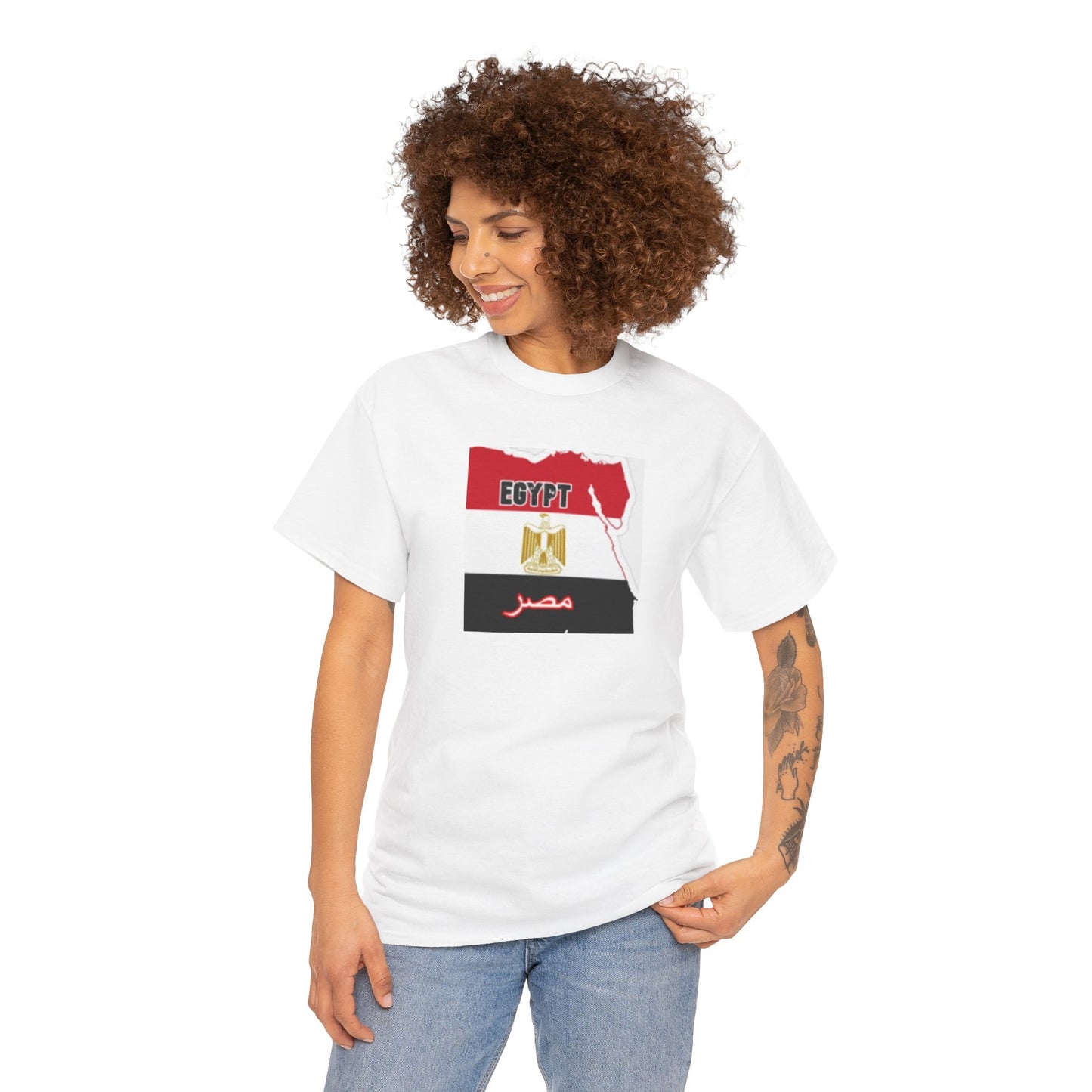 Unisex Heavy Cotton Tee -- Egypt flag and map