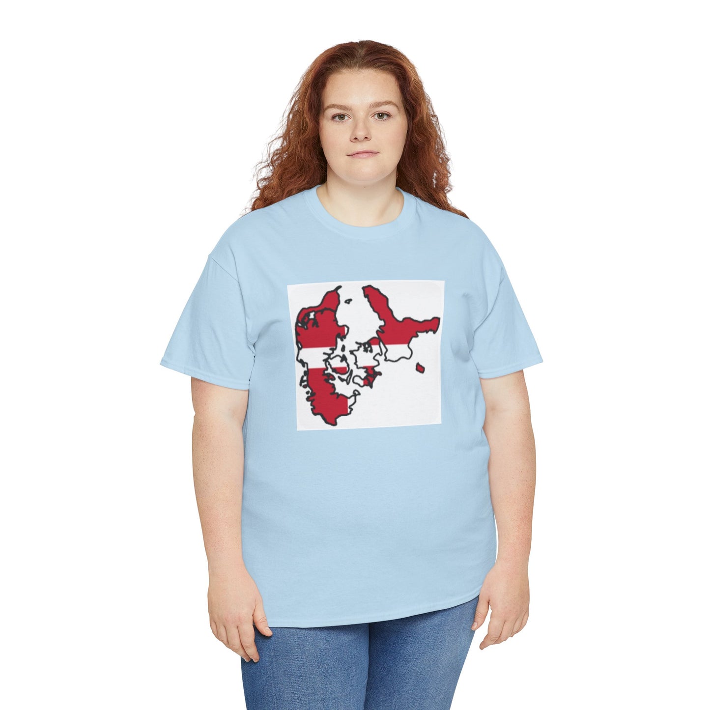 Unisex Heavy Cotton Tee -- Denmark flag and map