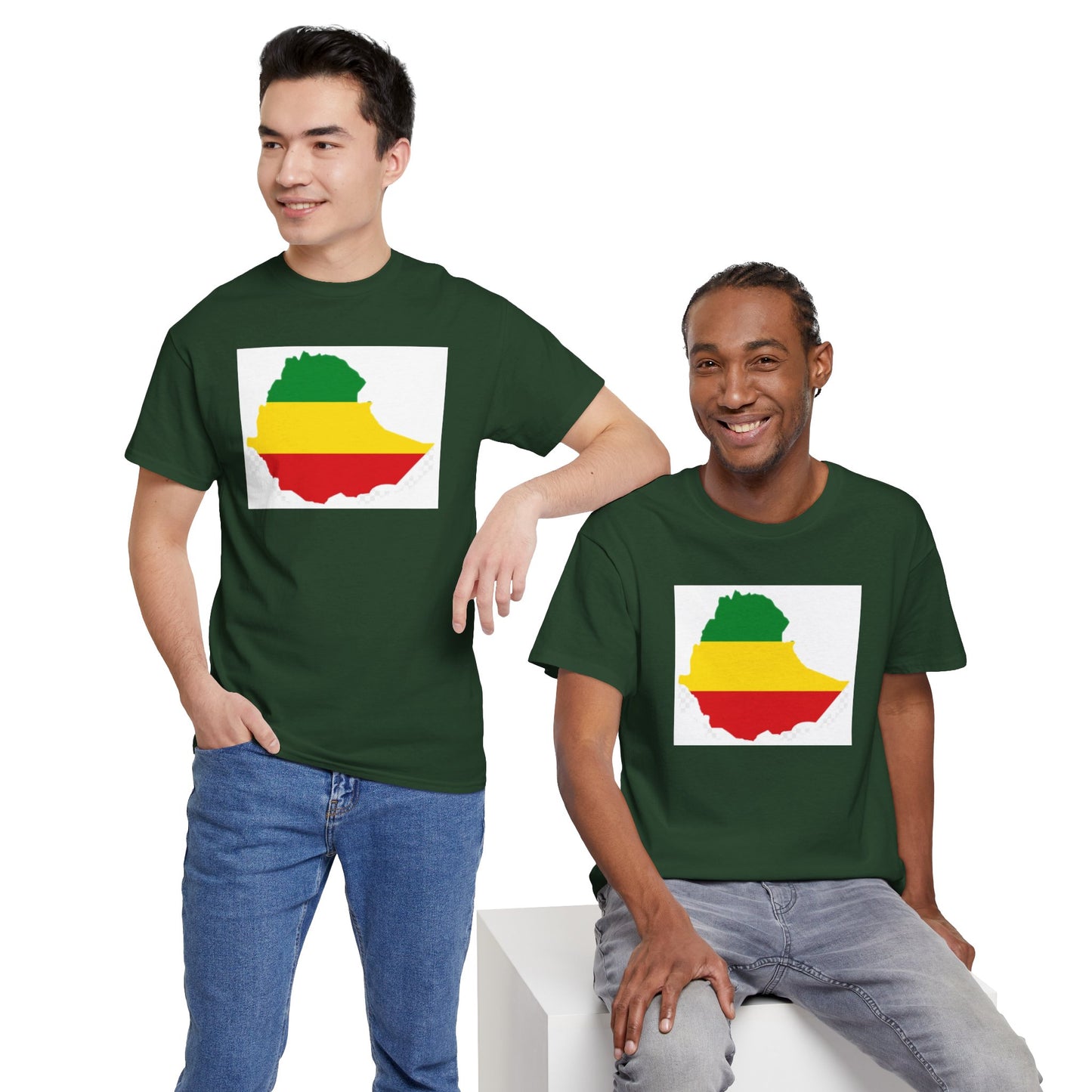 Unisex Heavy Cotton Tee -- Ethiopia flag and map