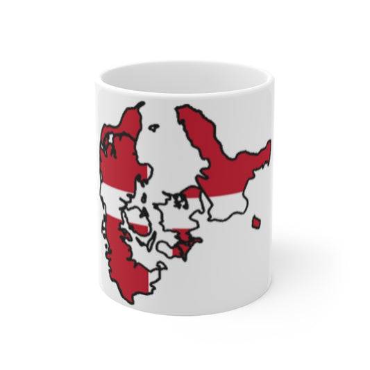 Mug 11oz -- Denmark flag and map