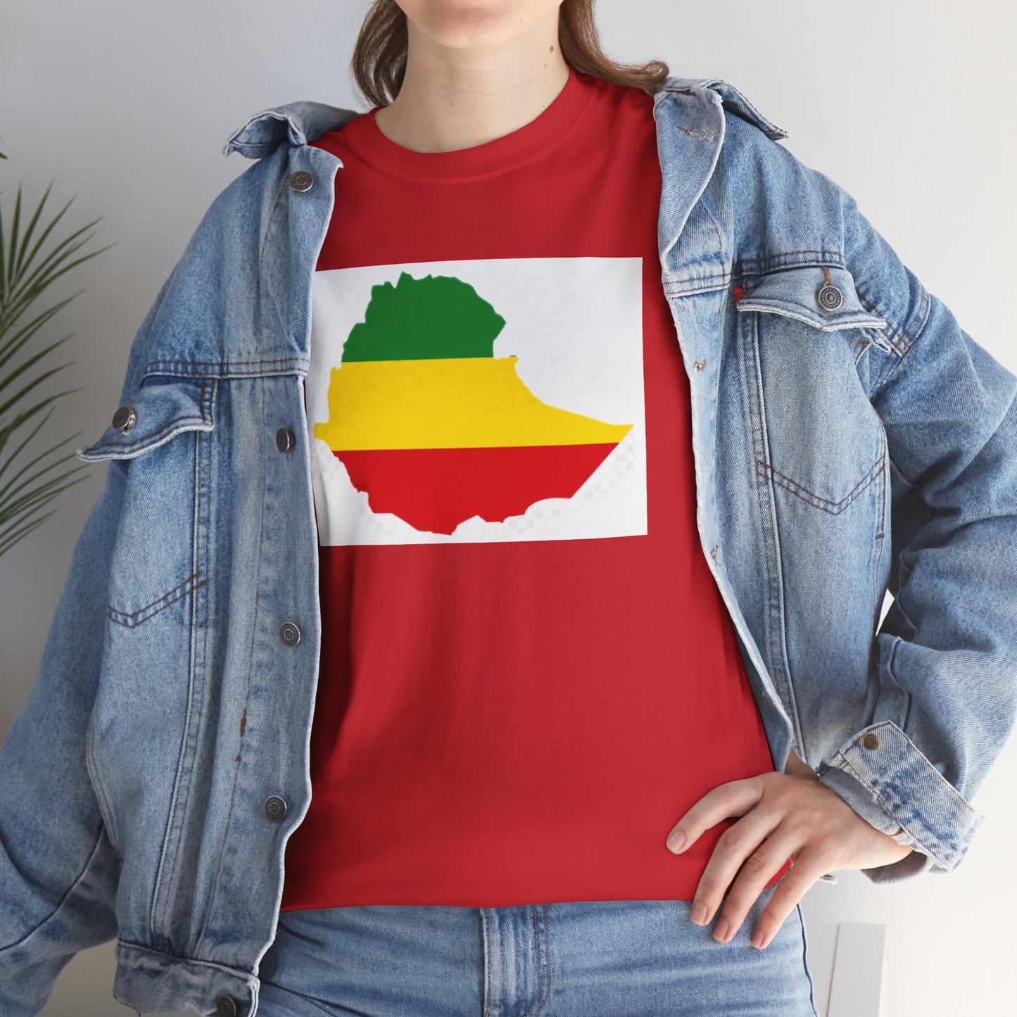 Unisex Heavy Cotton Tee -- Ethiopia flag and map