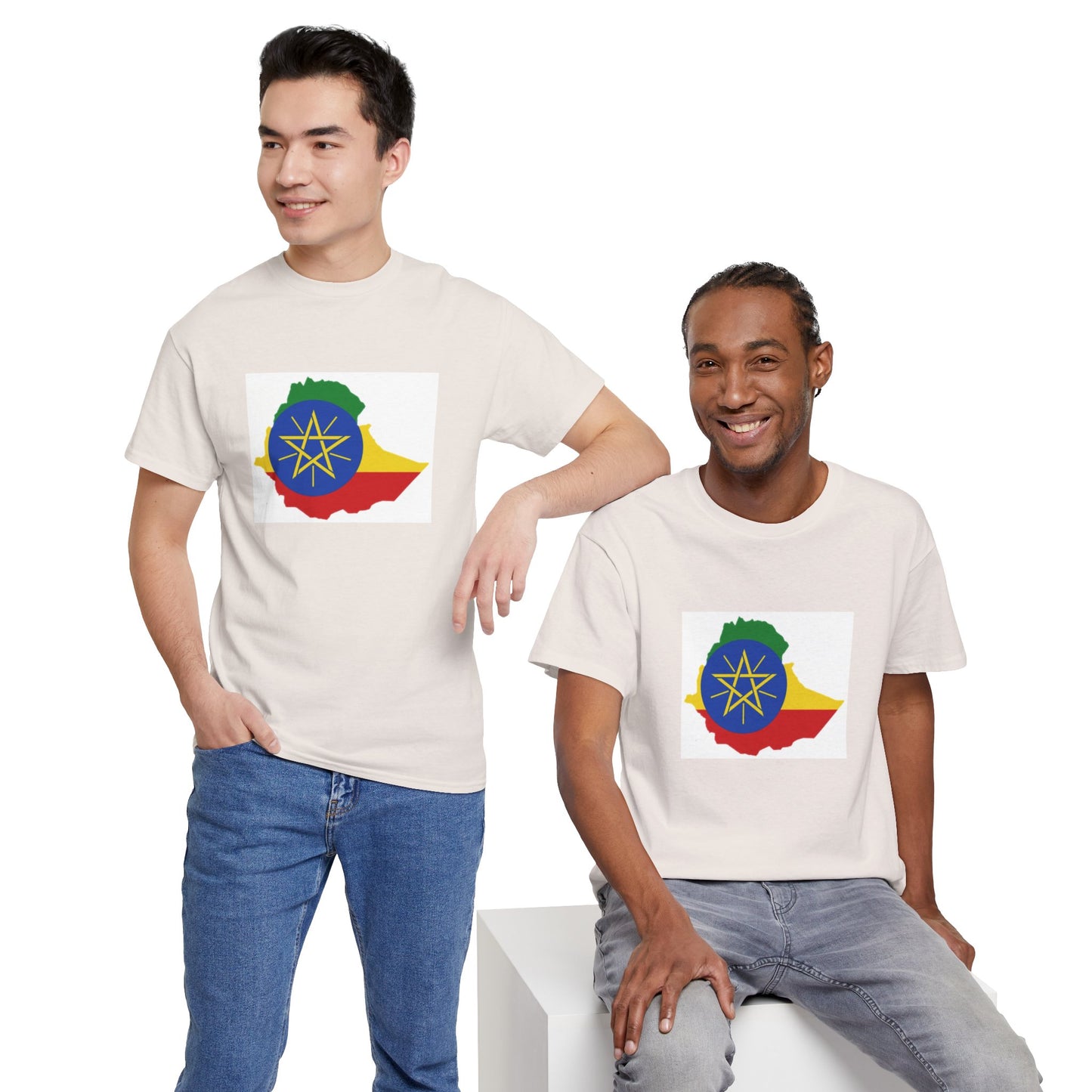 Unisex Heavy Cotton Tee -- Ethiopa federal flag and map