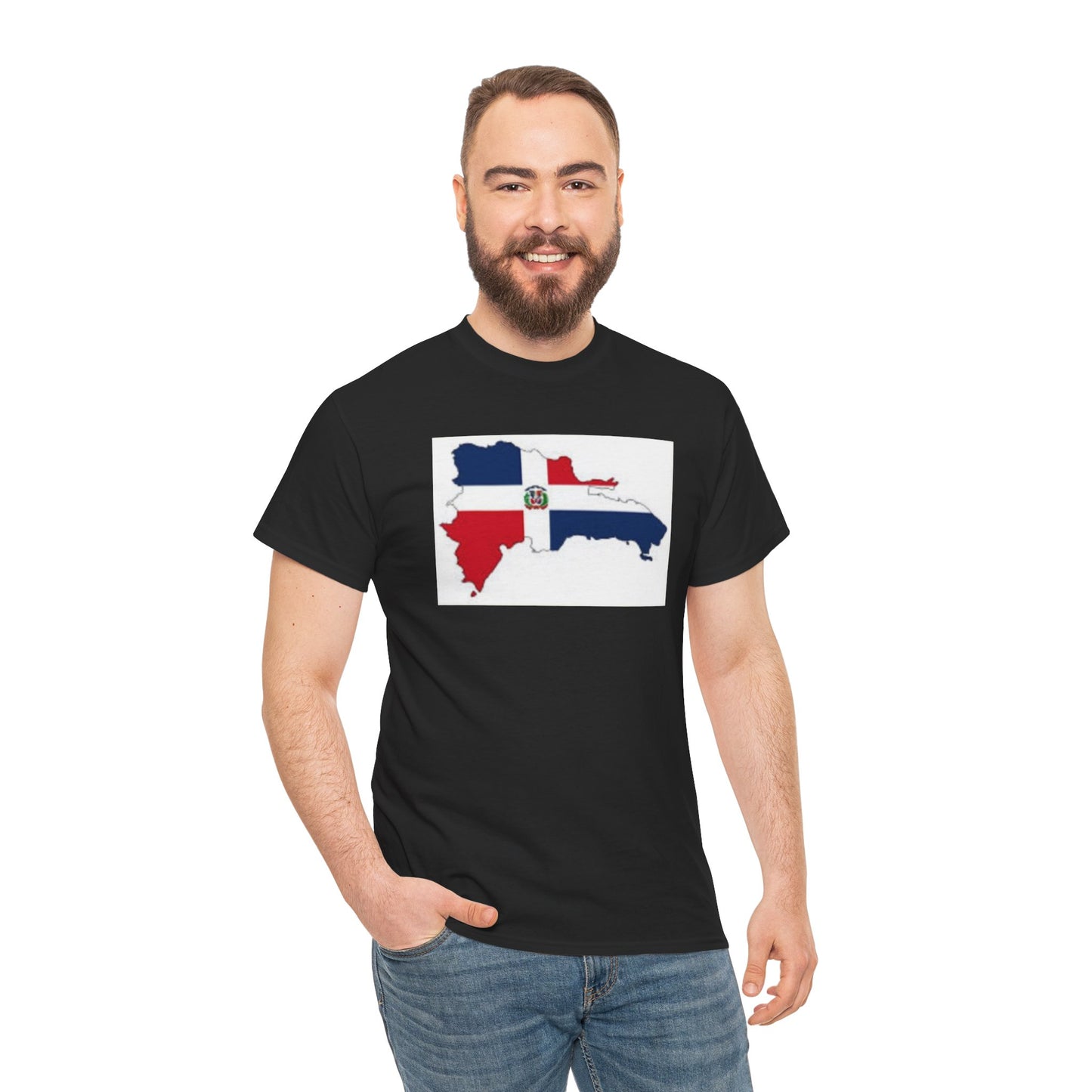 Unisex Heavy Cotton Tee -- Dominican Republic flag and map