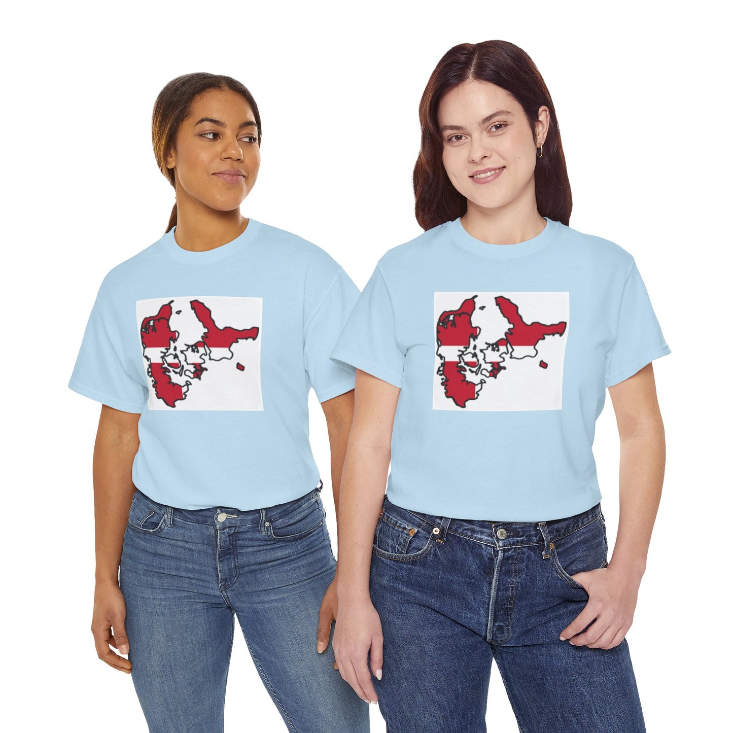 Unisex Heavy Cotton Tee -- Denmark flag and map