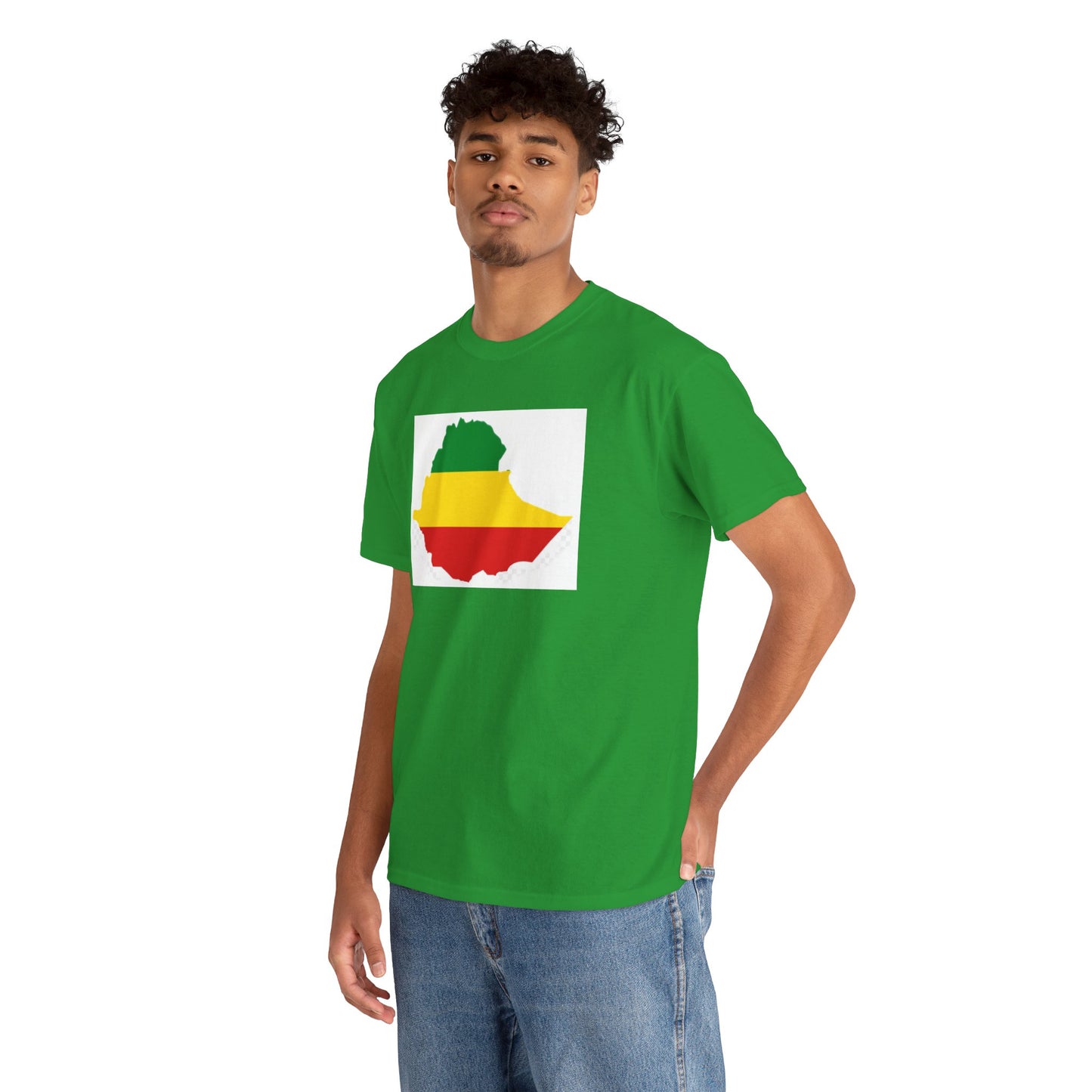 Unisex Heavy Cotton Tee -- Ethiopia flag and map