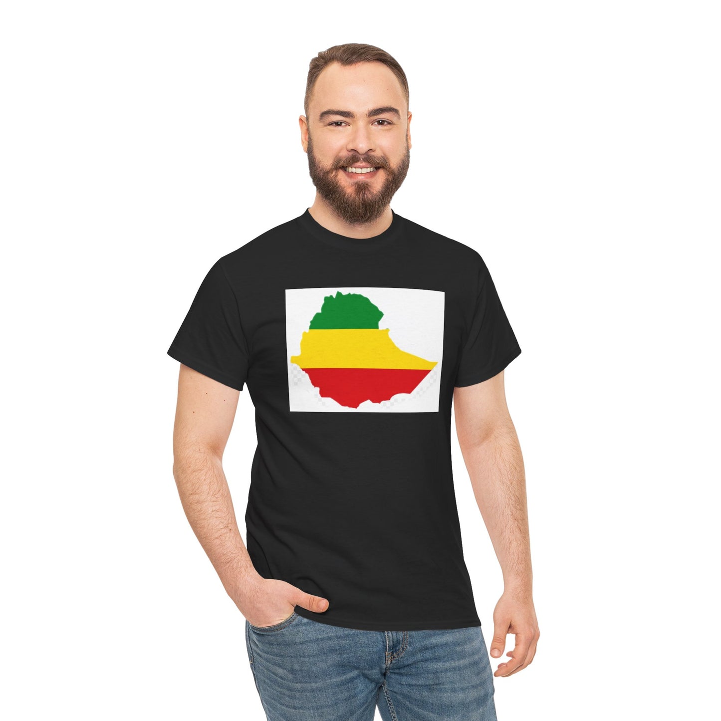 Unisex Heavy Cotton Tee -- Ethiopia flag and map