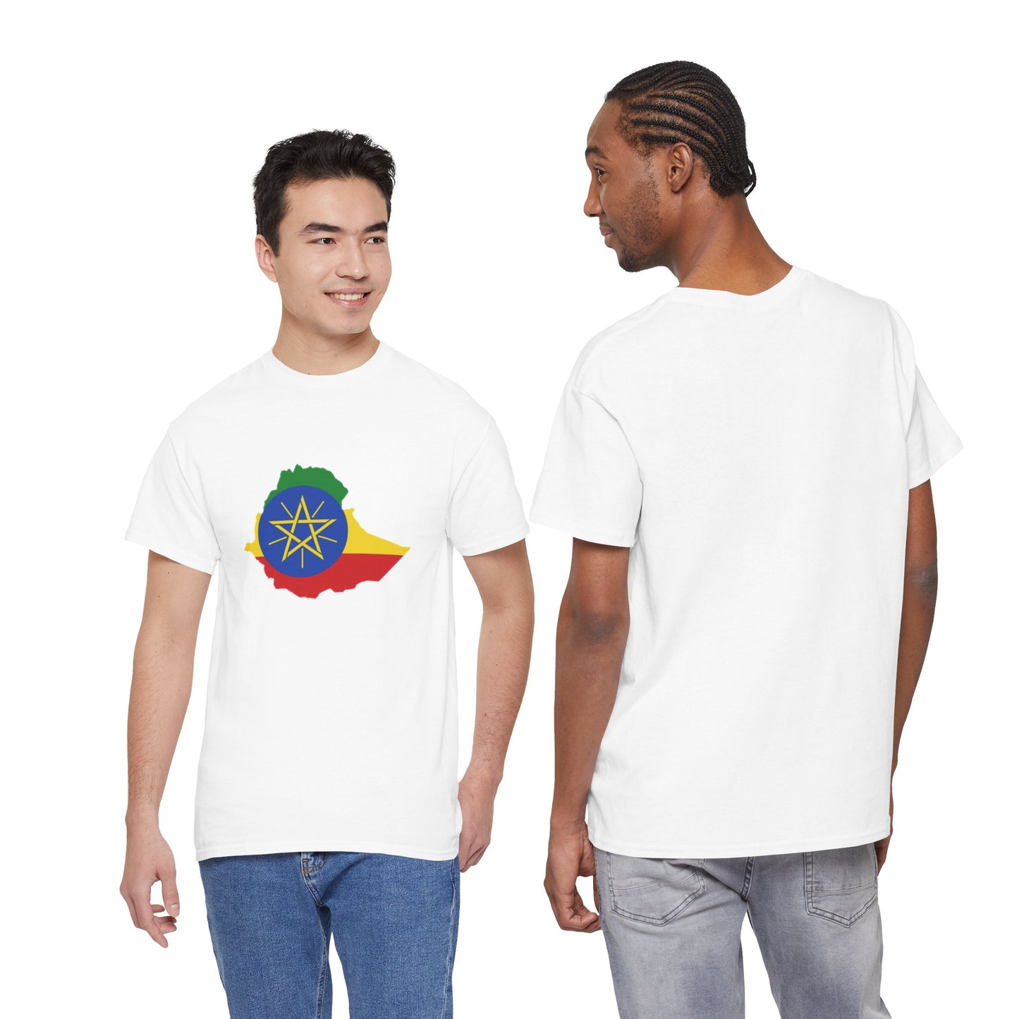 Unisex Heavy Cotton Tee -- Ethiopa federal flag and map