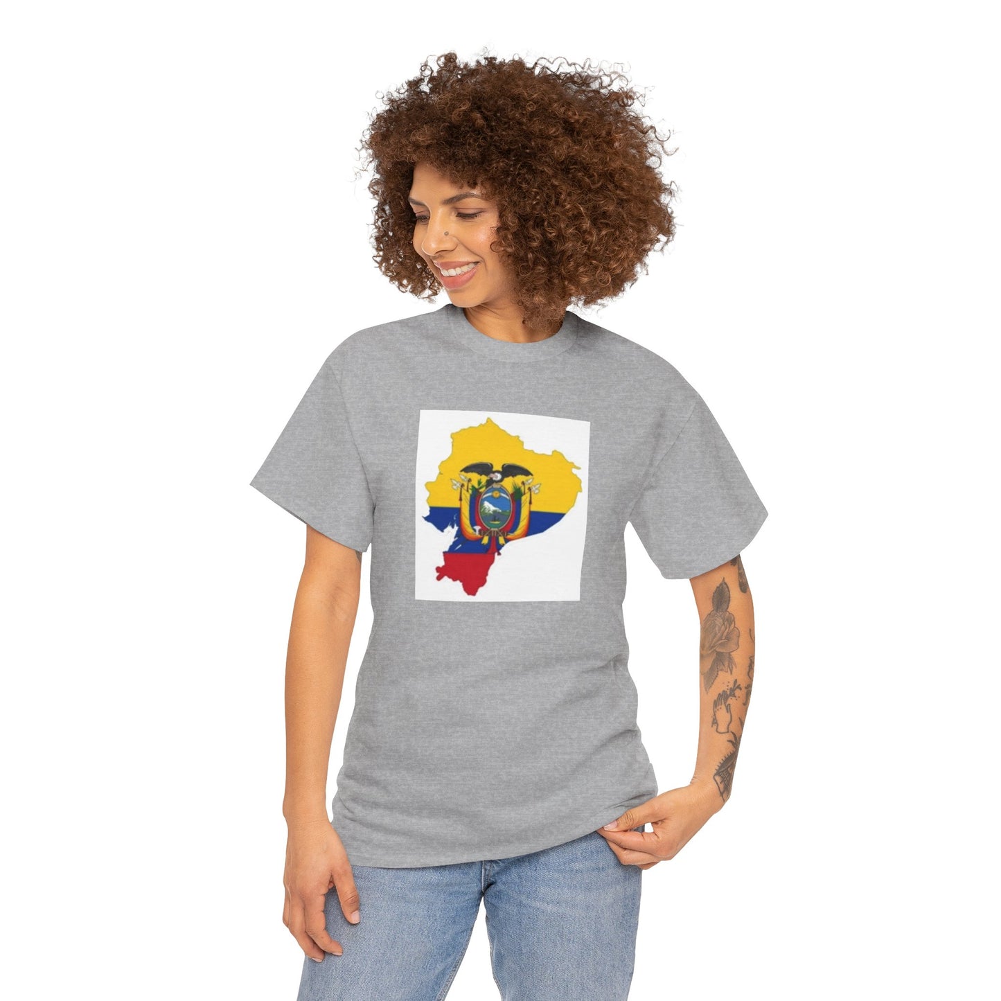 Unisex Heavy Cotton Tee -- Ecuador flag and map