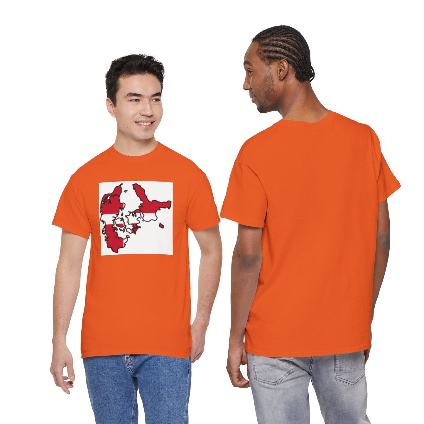 Unisex Heavy Cotton Tee -- Denmark flag and map