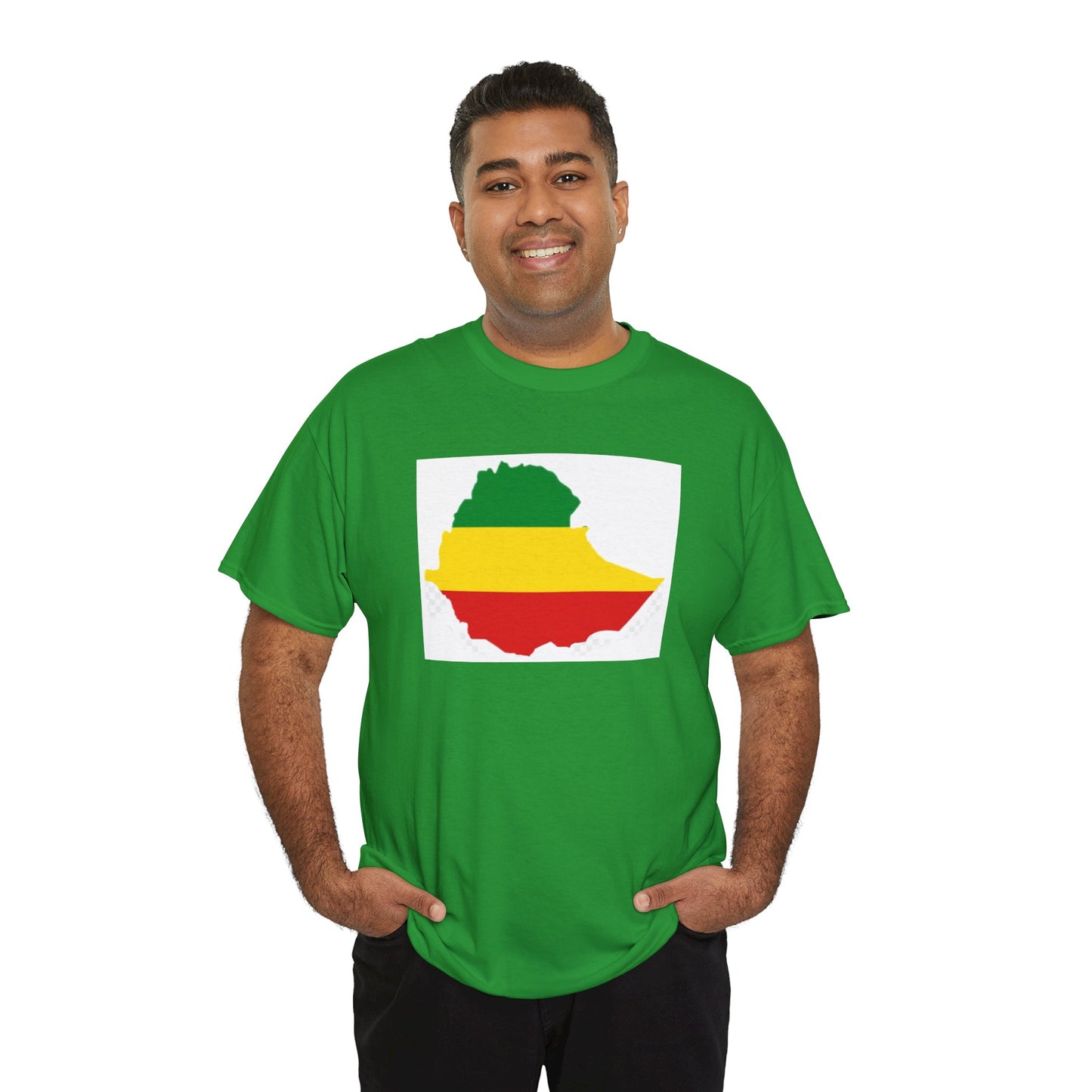 Unisex Heavy Cotton Tee -- Ethiopia flag and map