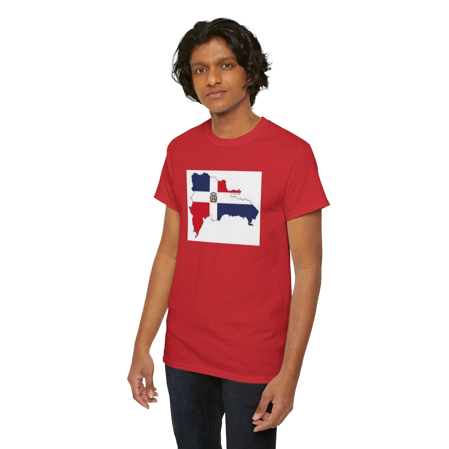 Unisex Heavy Cotton Tee -- Dominican Republic flag and map