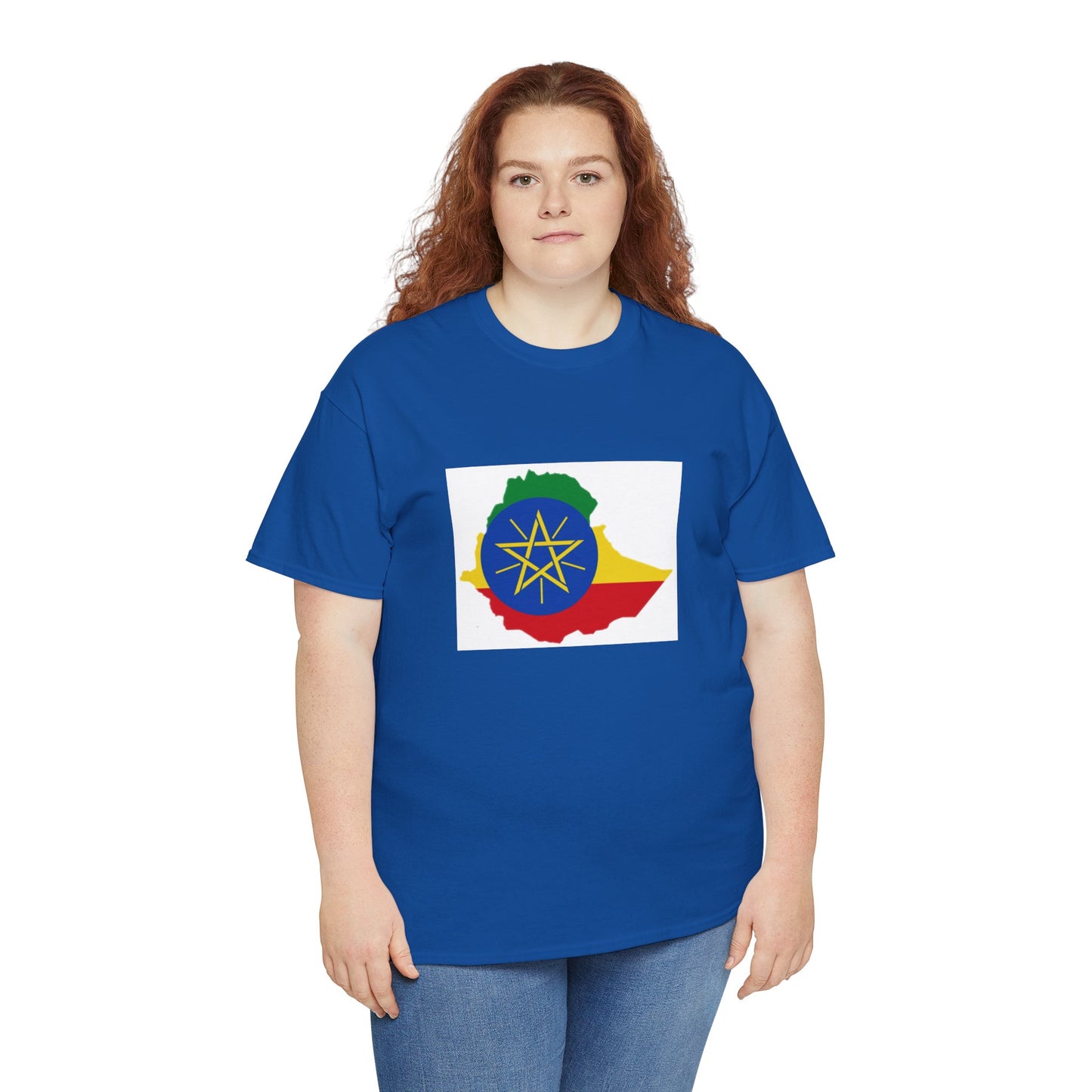 Unisex Heavy Cotton Tee -- Ethiopa federal flag and map