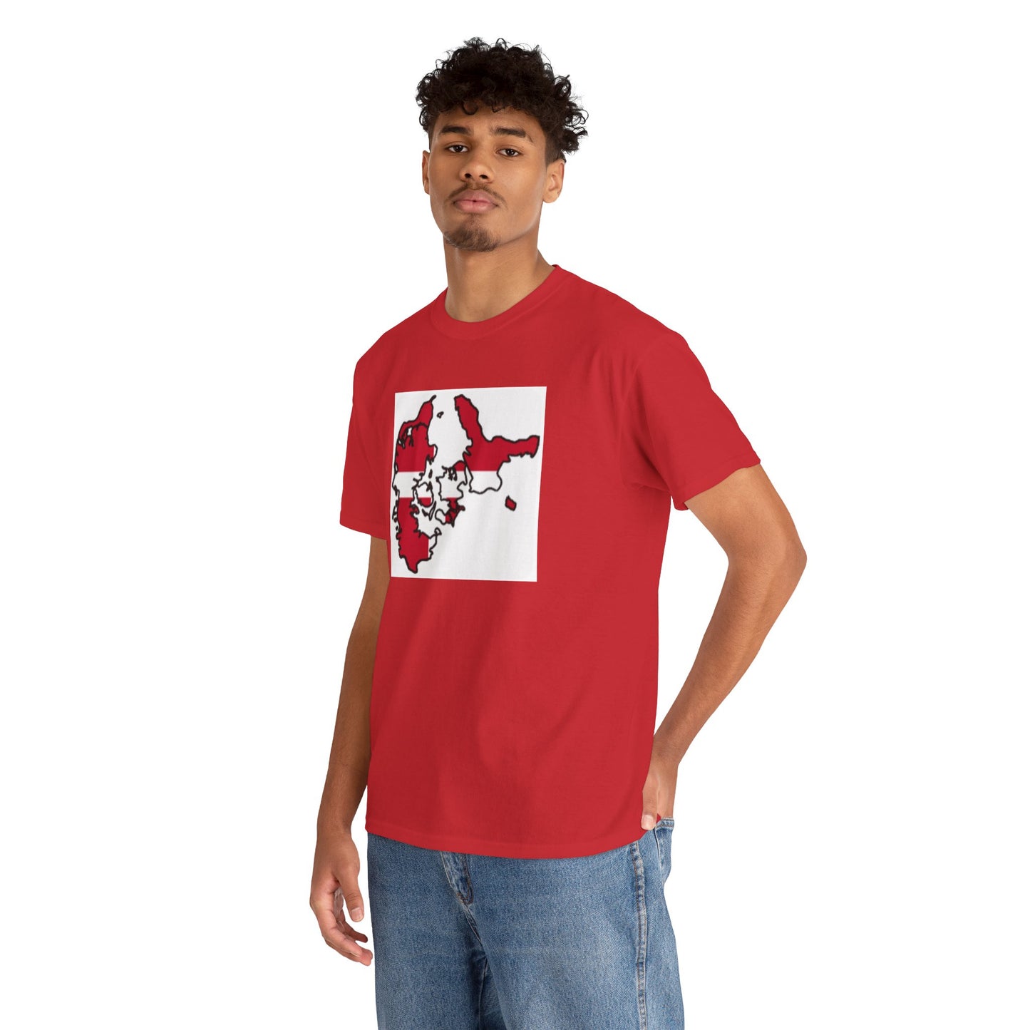 Unisex Heavy Cotton Tee -- Denmark flag and map