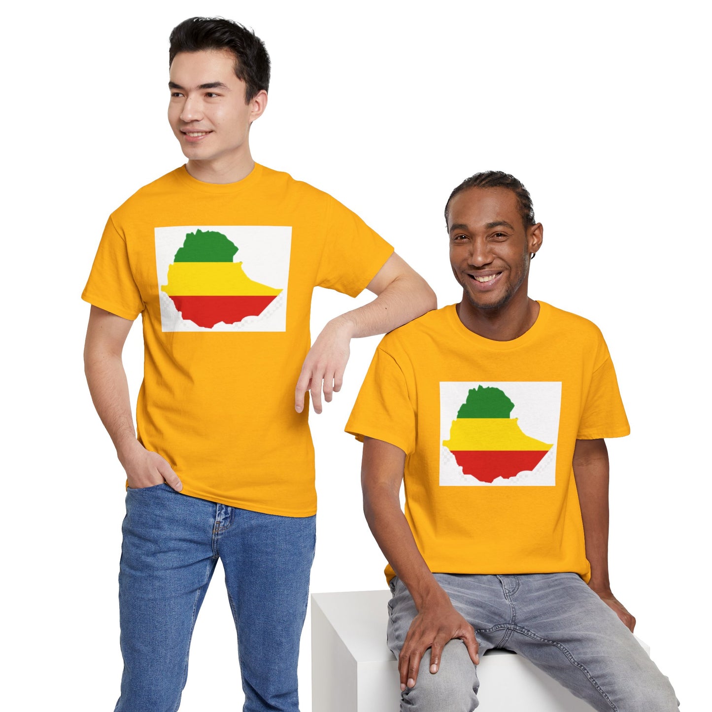 Unisex Heavy Cotton Tee -- Ethiopia flag and map
