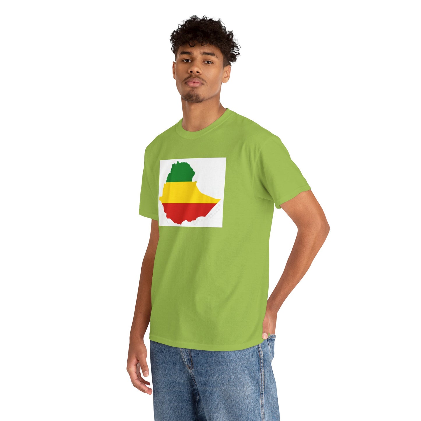 Unisex Heavy Cotton Tee -- Ethiopia flag and map