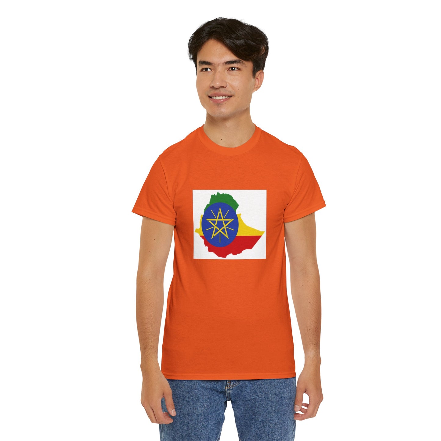 Unisex Heavy Cotton Tee -- Ethiopa federal flag and map