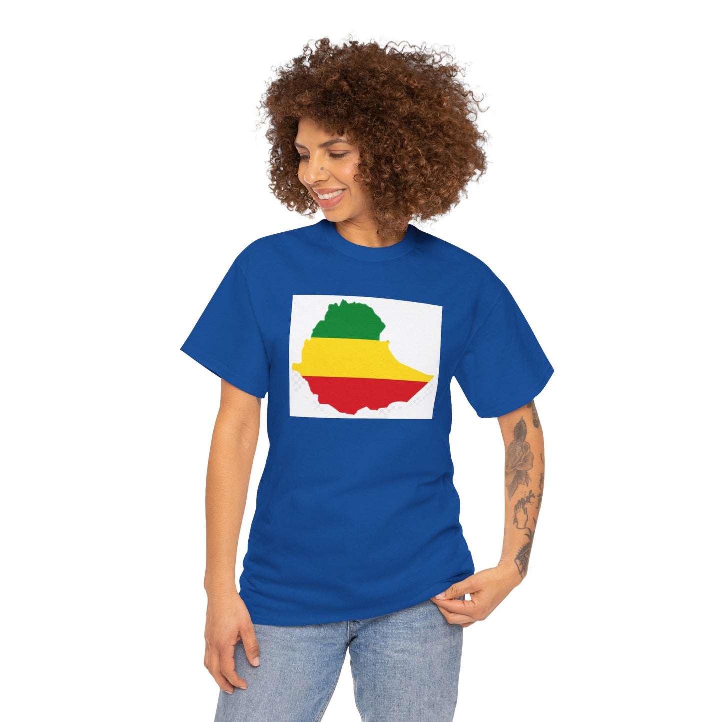 Unisex Heavy Cotton Tee -- Ethiopia flag and map