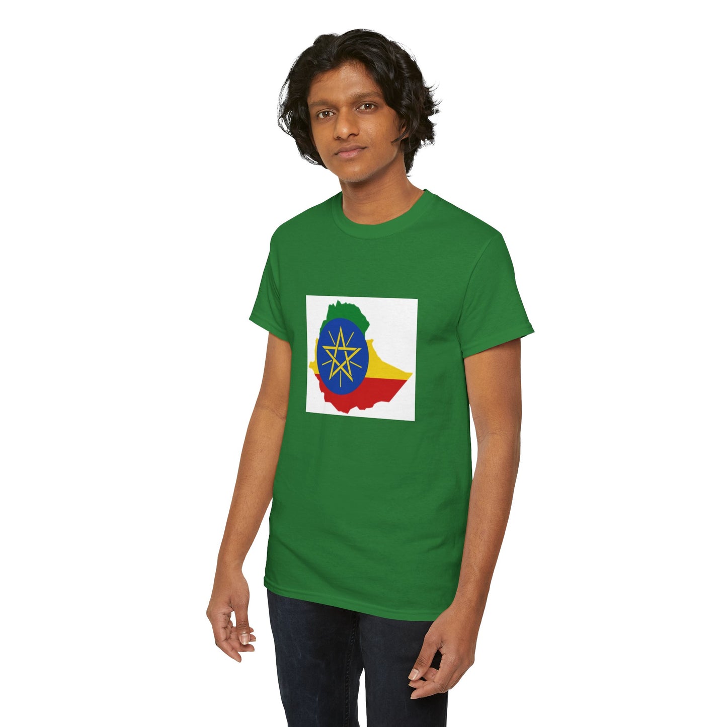 Unisex Heavy Cotton Tee -- Ethiopa federal flag and map