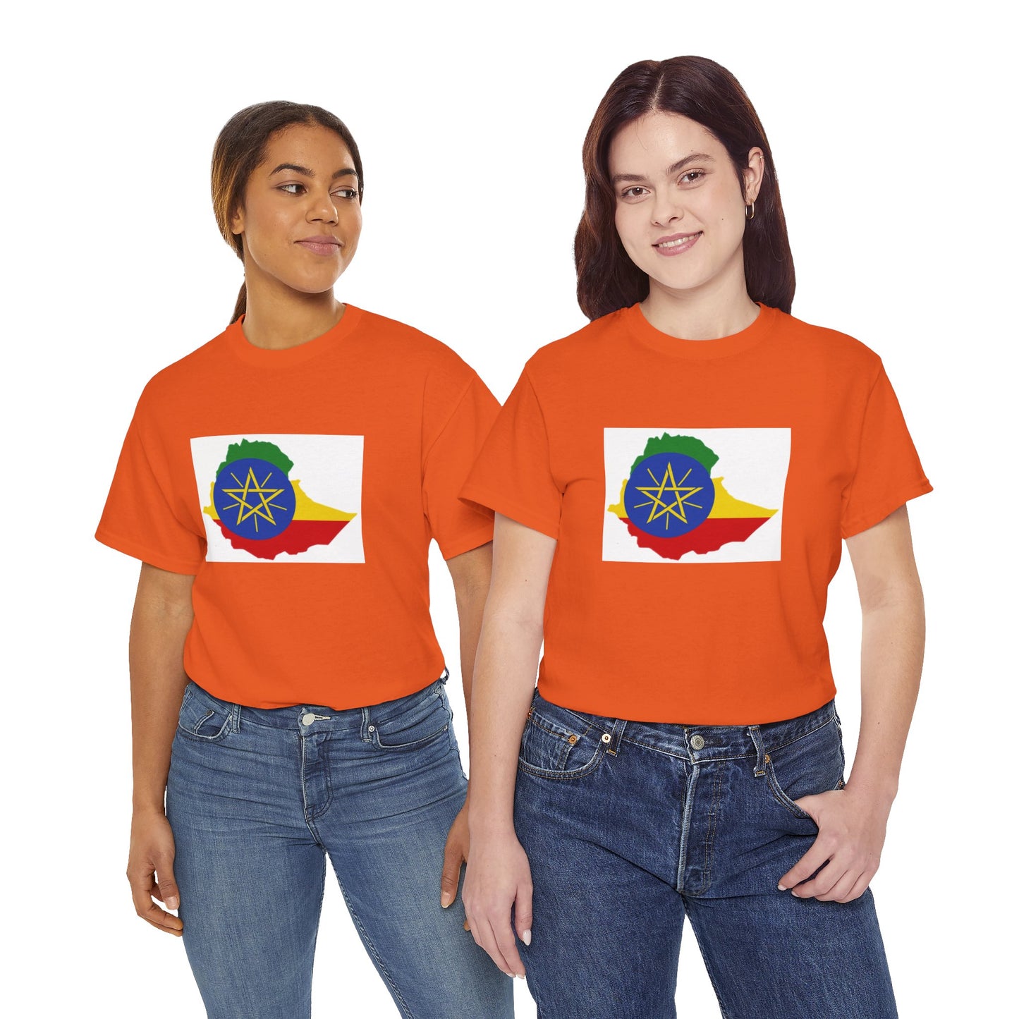 Unisex Heavy Cotton Tee -- Ethiopa federal flag and map