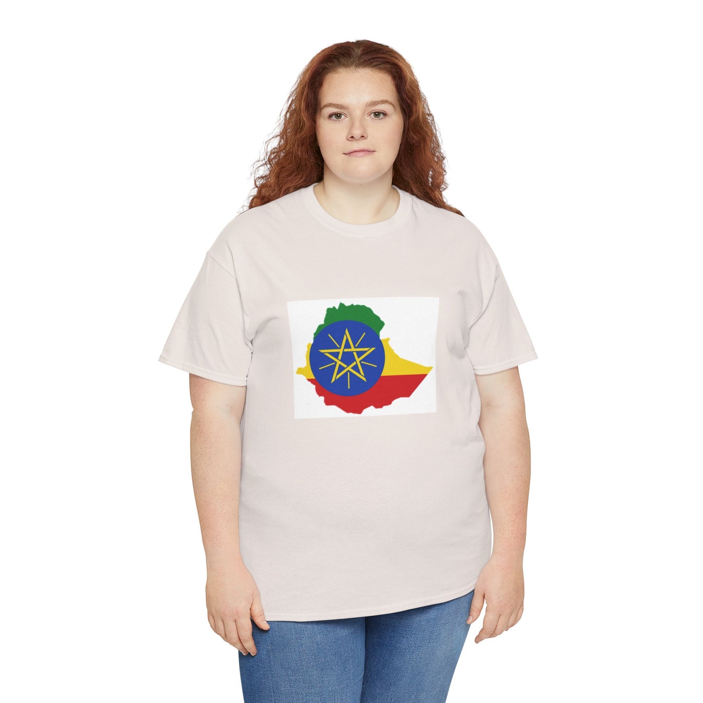 Unisex Heavy Cotton Tee -- Ethiopa federal flag and map