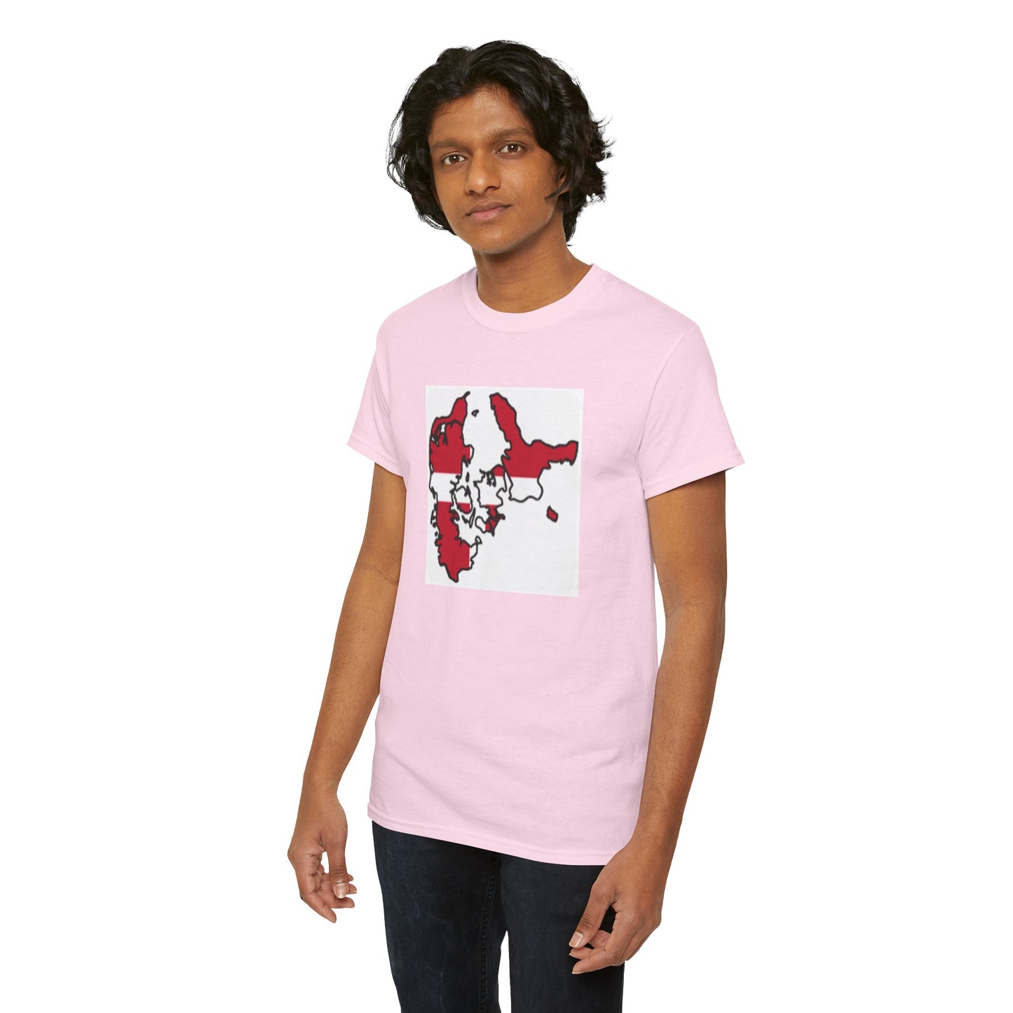 Unisex Heavy Cotton Tee -- Denmark flag and map