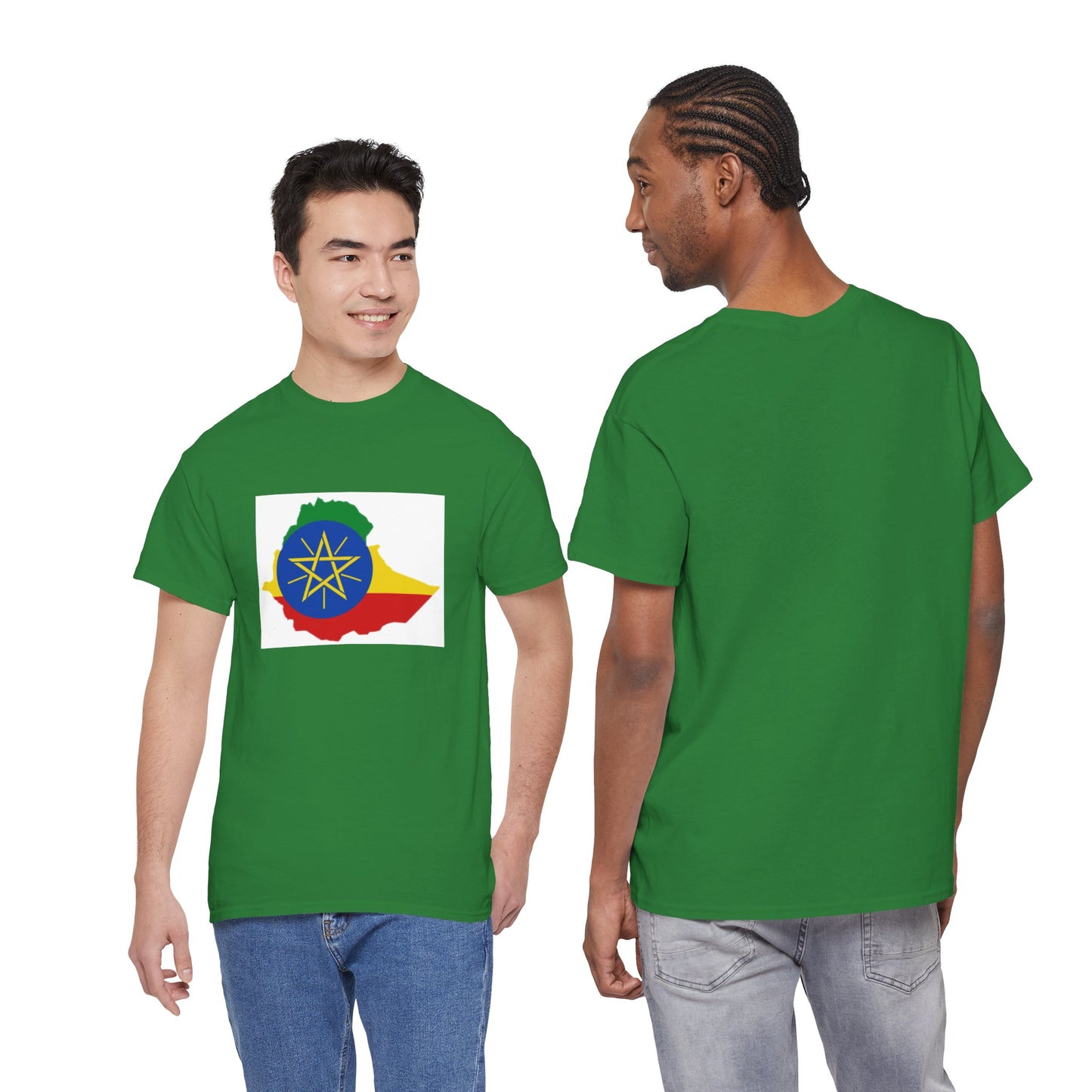 Unisex Heavy Cotton Tee -- Ethiopa federal flag and map