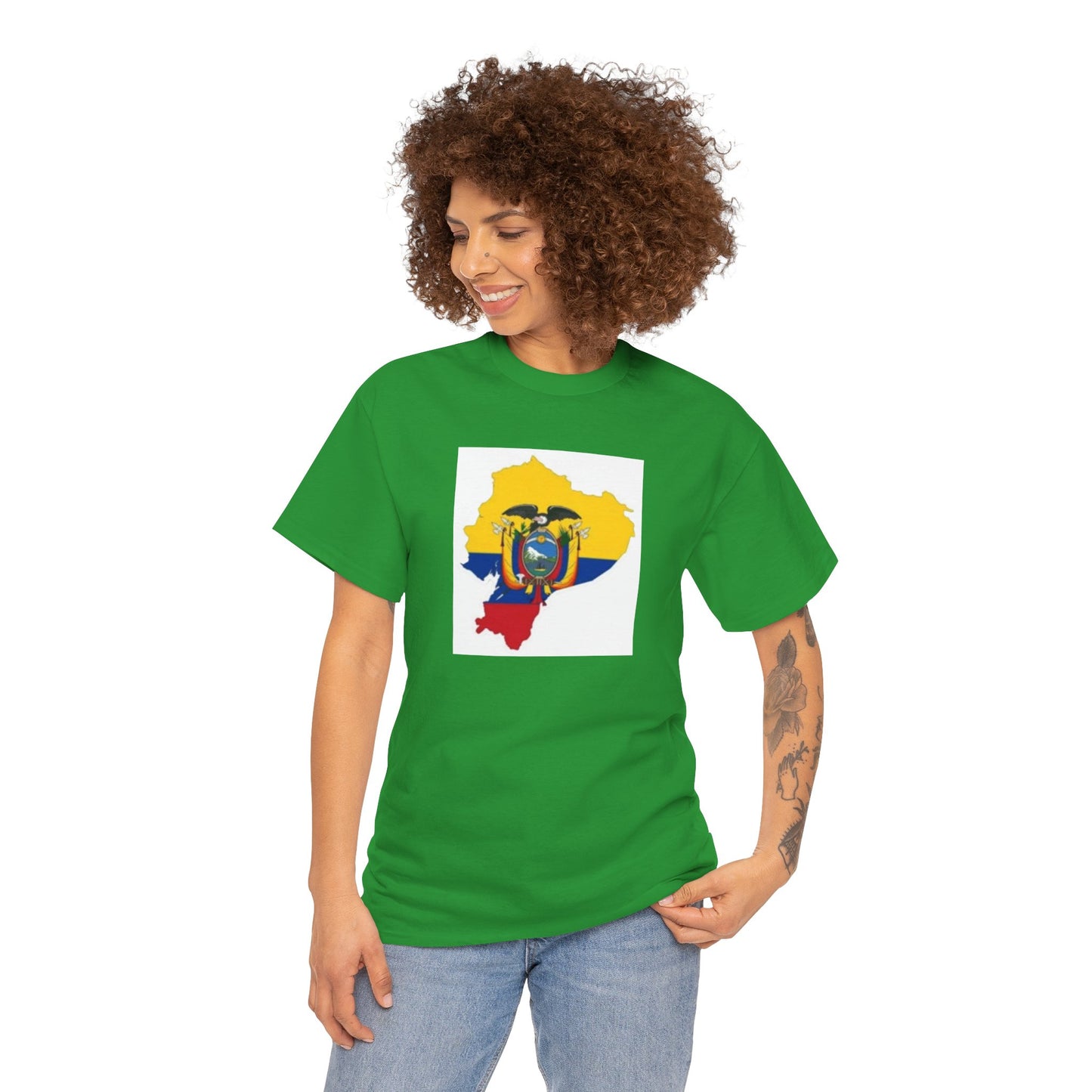 Unisex Heavy Cotton Tee -- Ecuador flag and map