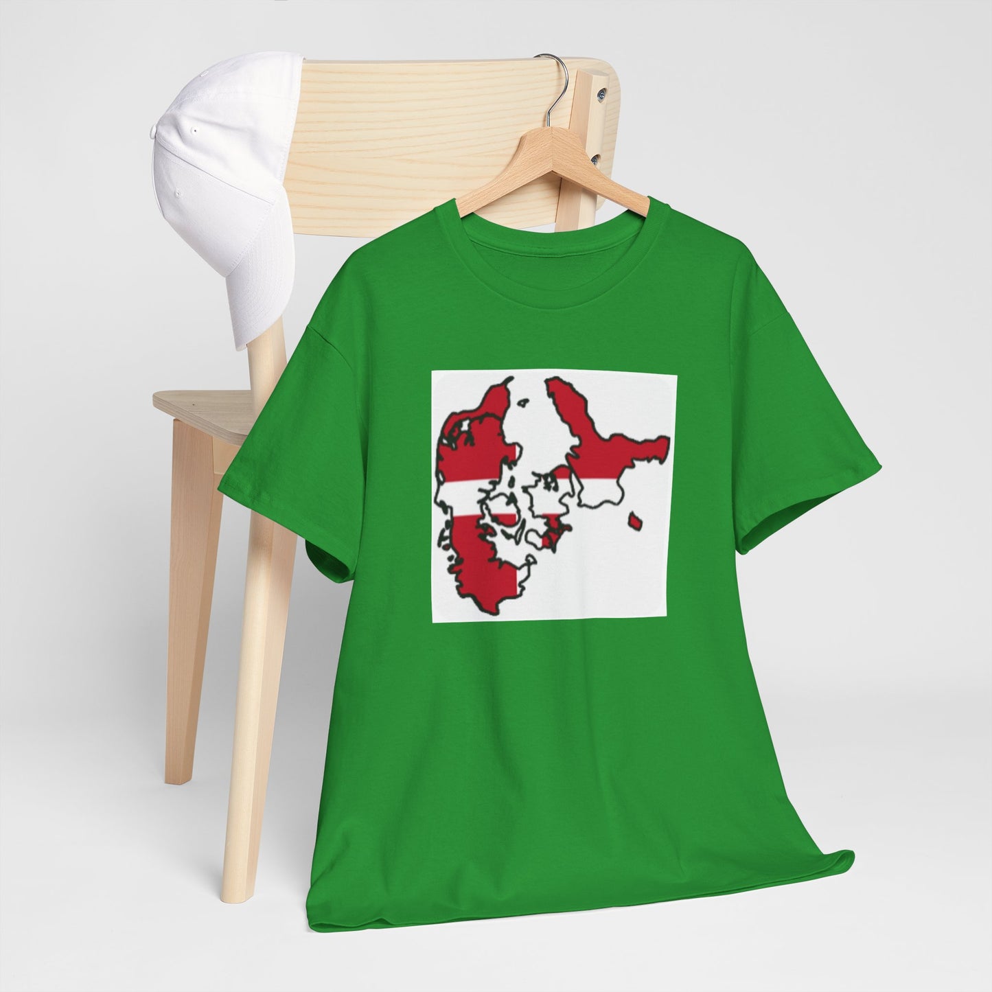 Unisex Heavy Cotton Tee -- Denmark flag and map