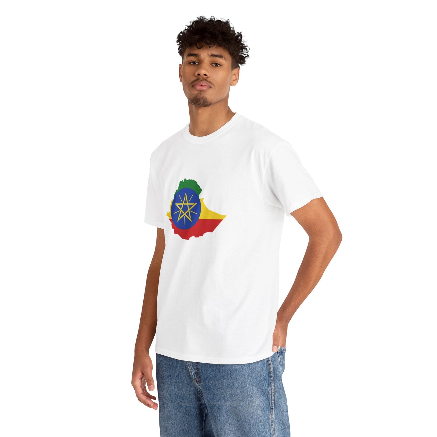 Unisex Heavy Cotton Tee -- Ethiopa federal flag and map
