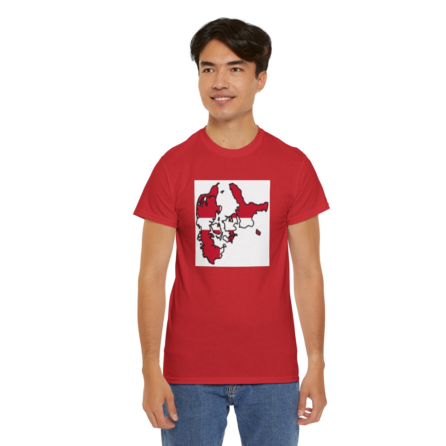 Unisex Heavy Cotton Tee -- Denmark flag and map