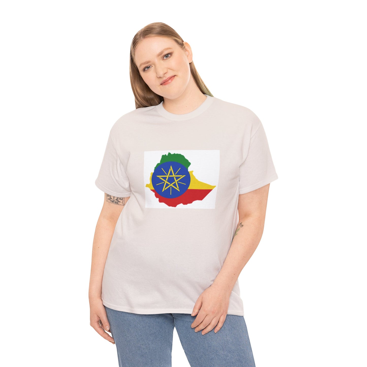 Unisex Heavy Cotton Tee -- Ethiopa federal flag and map