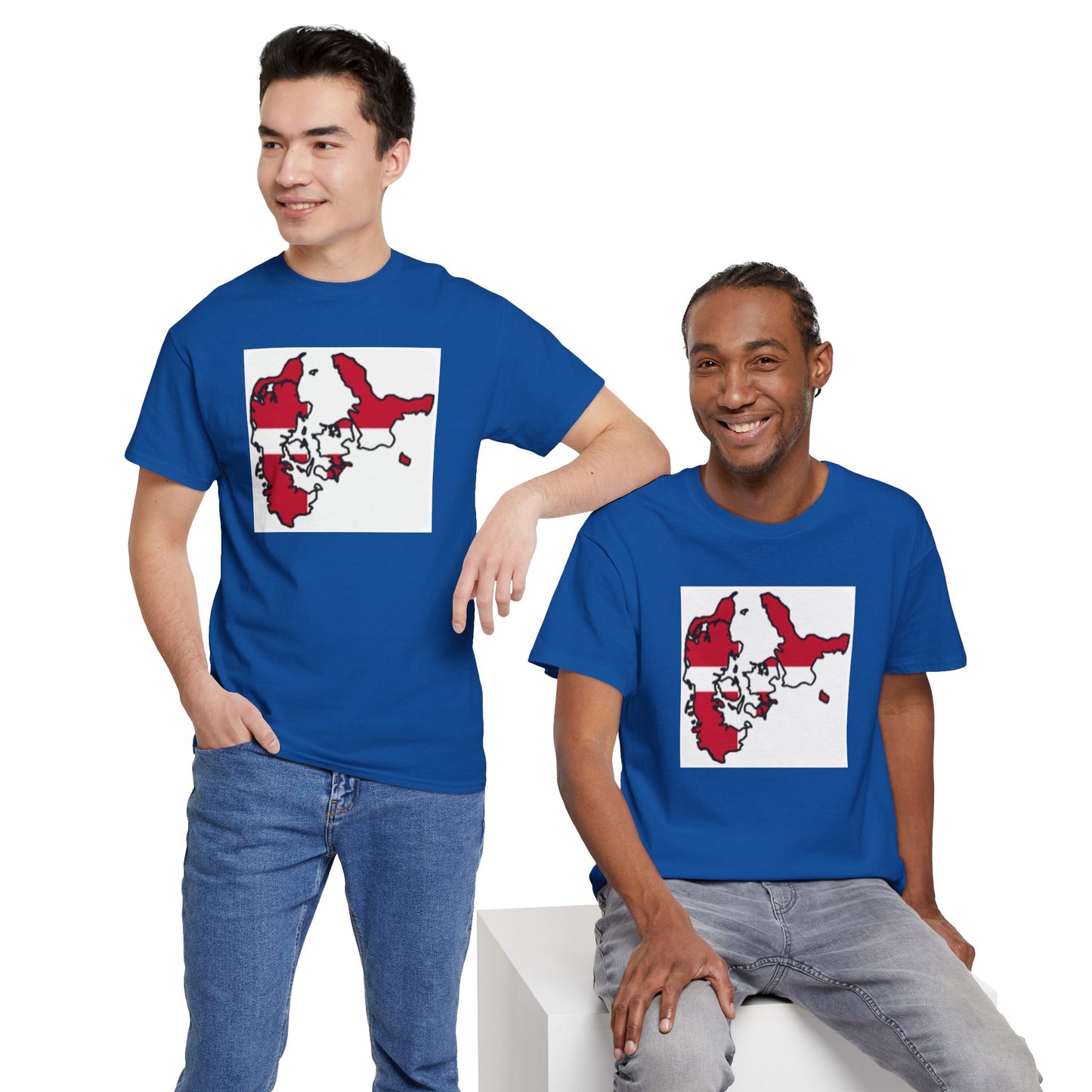 Unisex Heavy Cotton Tee -- Denmark flag and map