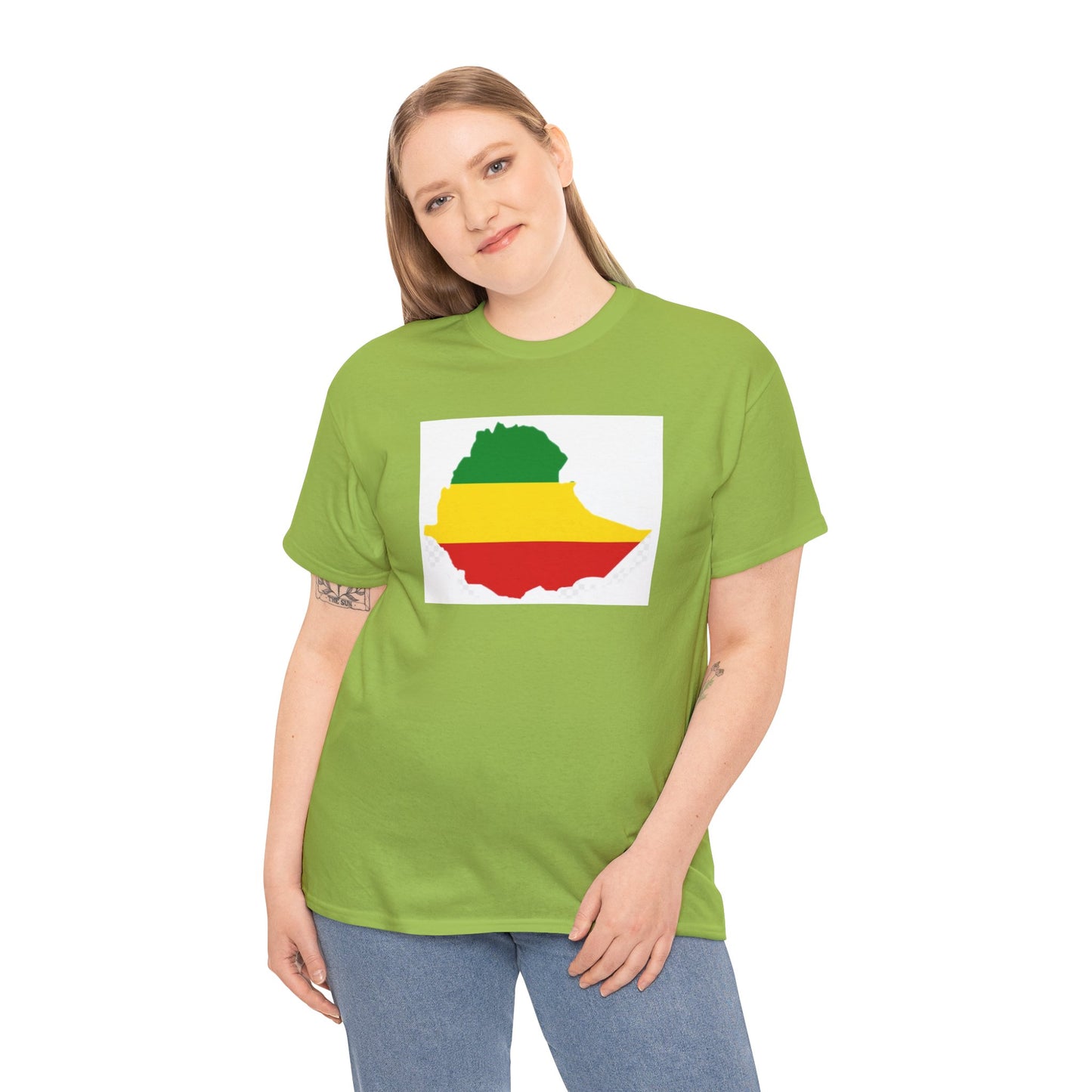 Unisex Heavy Cotton Tee -- Ethiopia flag and map
