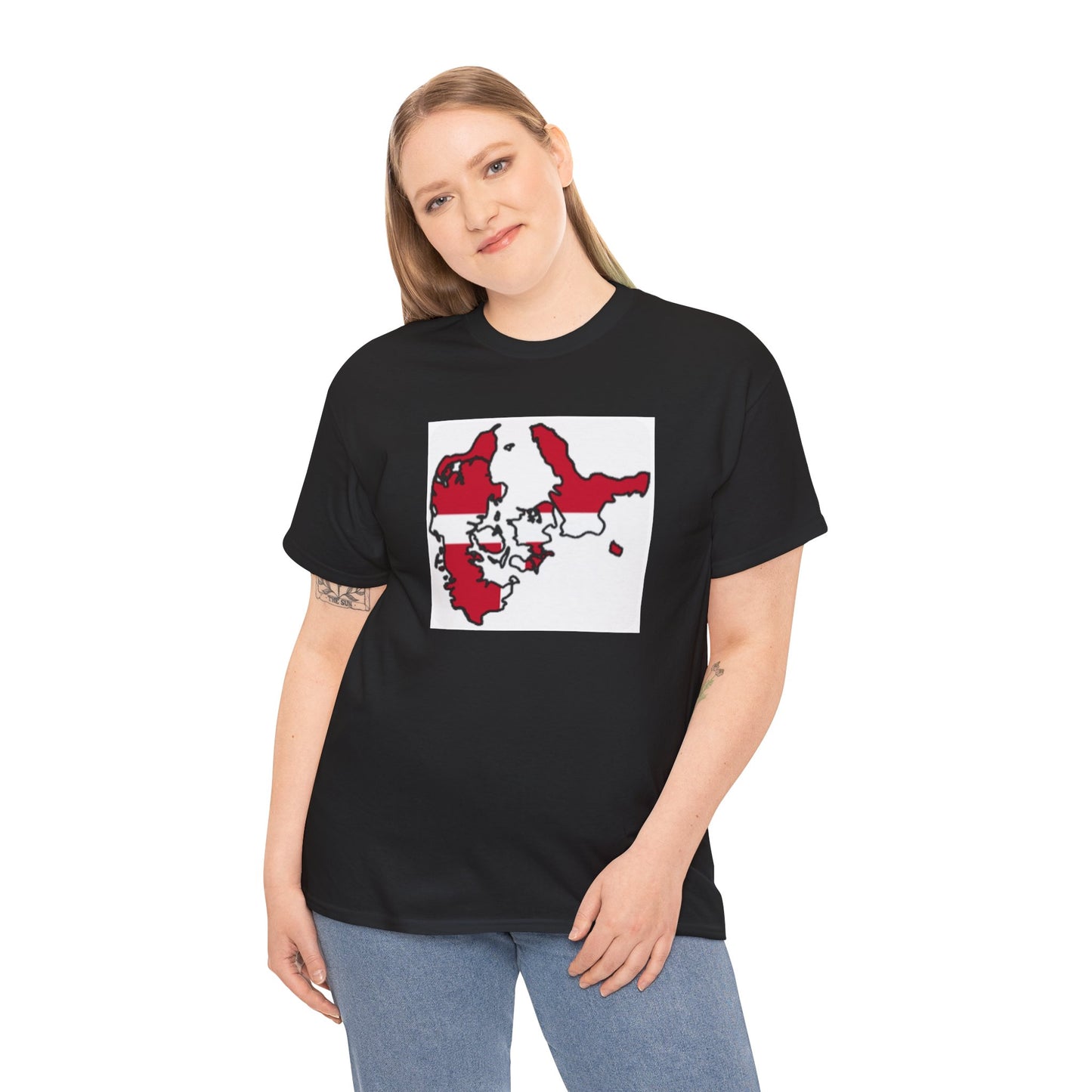 Unisex Heavy Cotton Tee -- Denmark flag and map