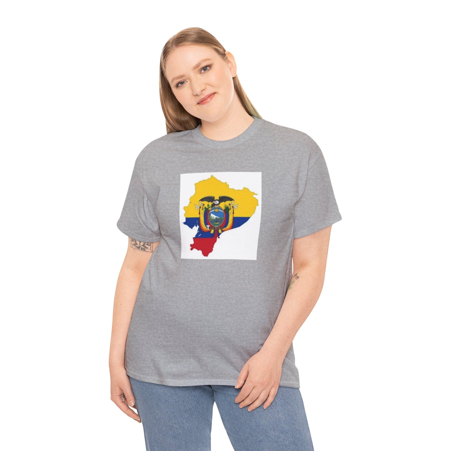 Unisex Heavy Cotton Tee -- Ecuador flag and map