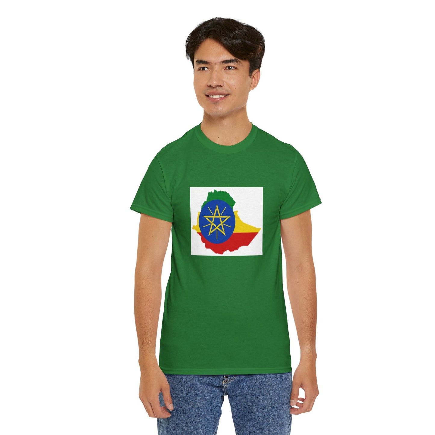 Unisex Heavy Cotton Tee -- Ethiopa federal flag and map