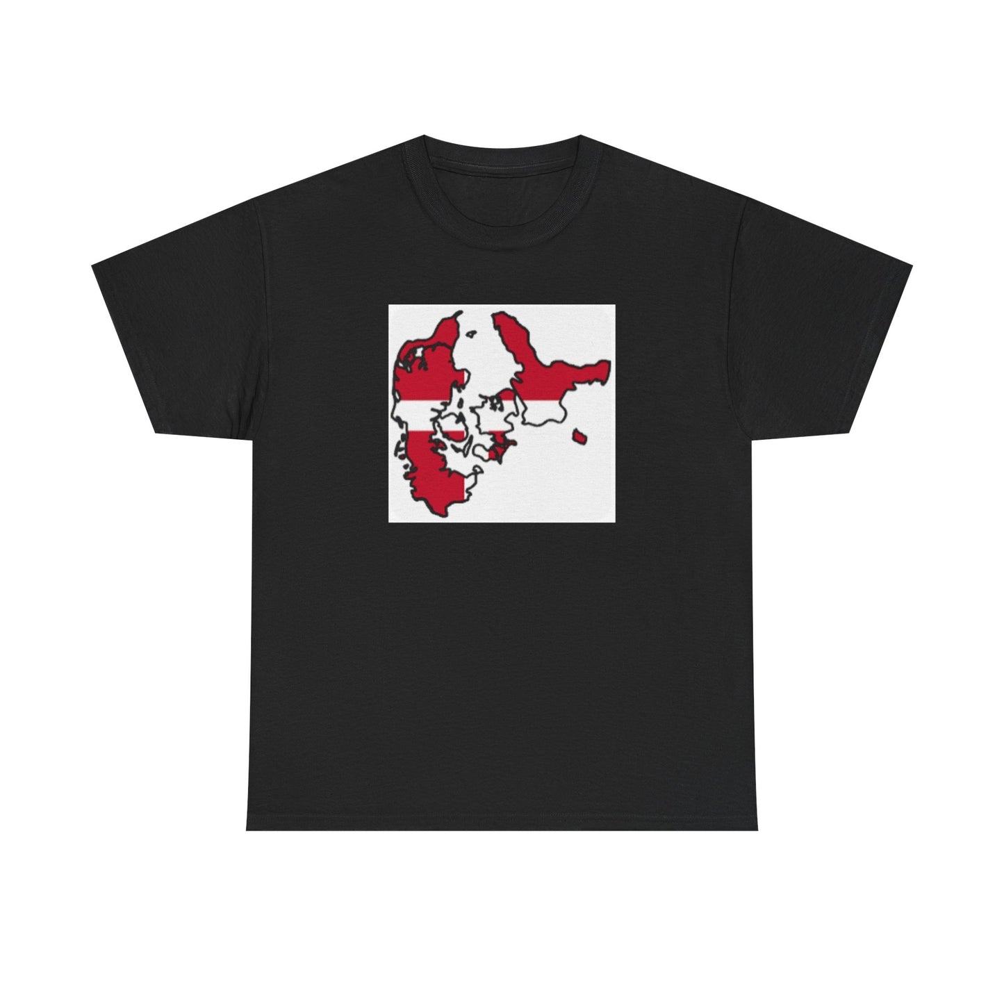 Unisex Heavy Cotton Tee -- Denmark flag and map