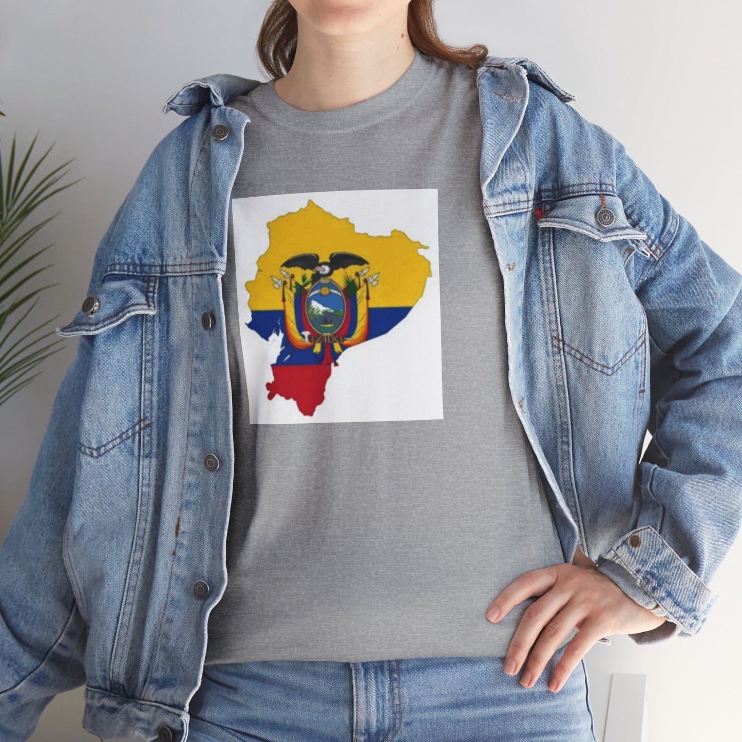 Unisex Heavy Cotton Tee -- Ecuador flag and map