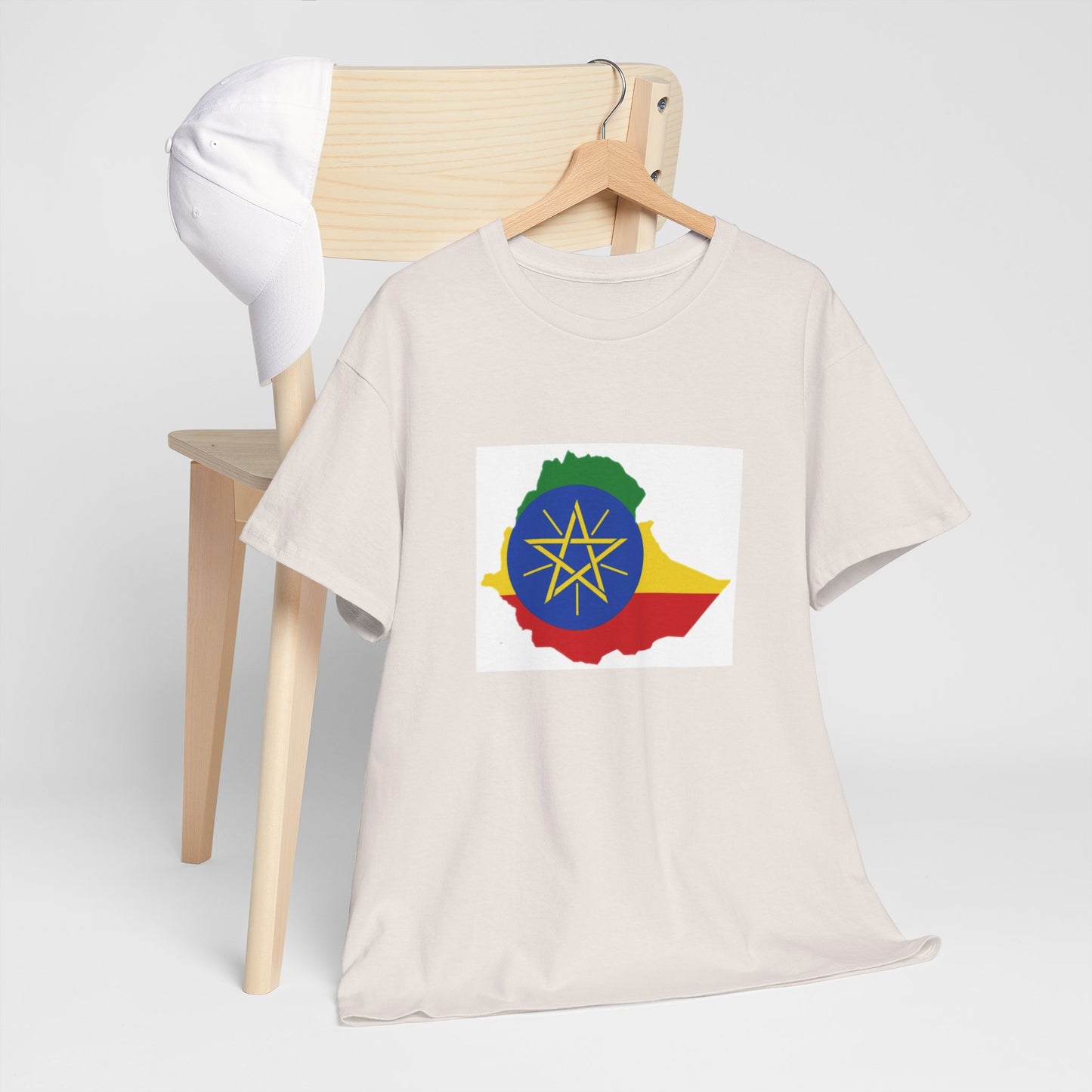 Unisex Heavy Cotton Tee -- Ethiopa federal flag and map