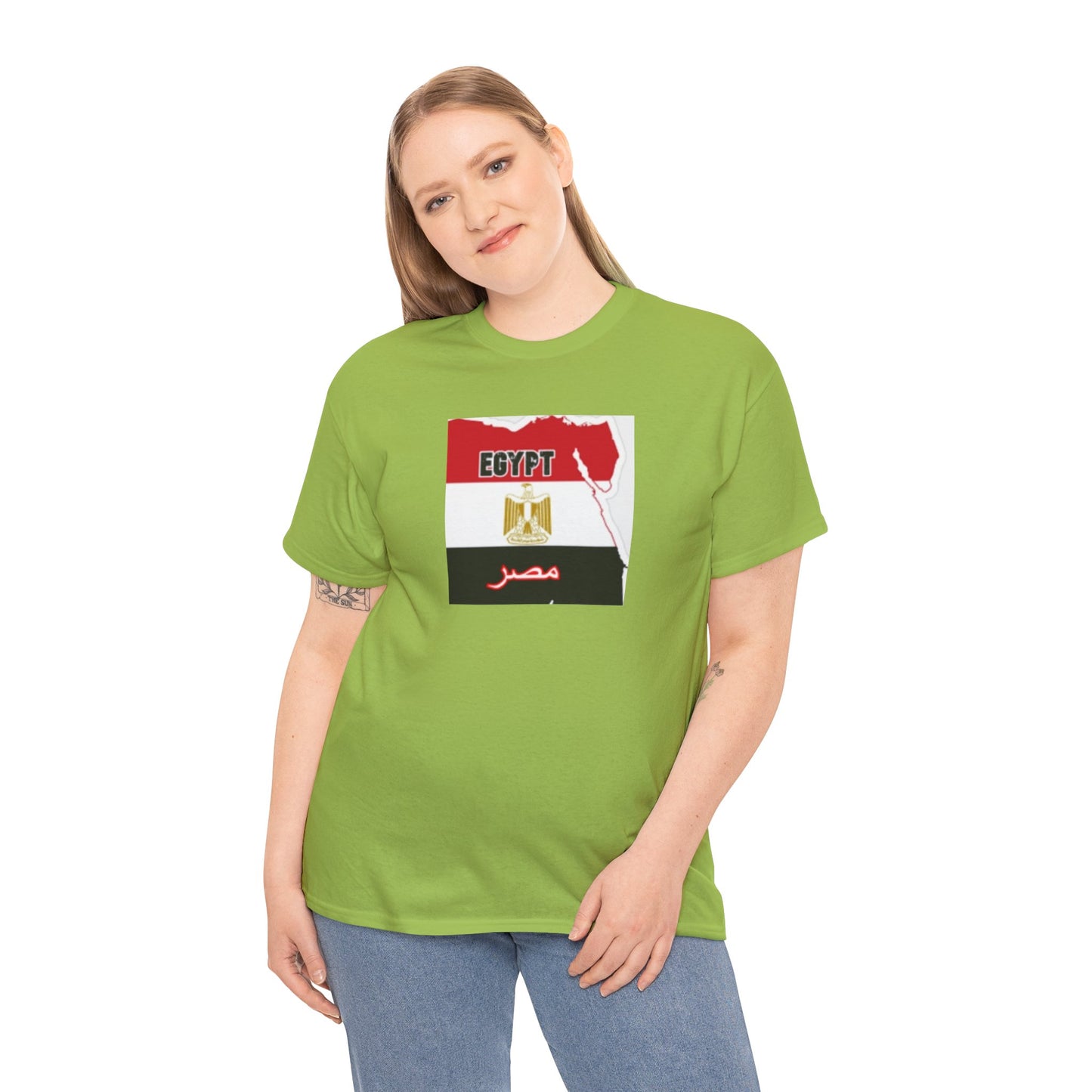 Unisex Heavy Cotton Tee -- Egypt flag and map