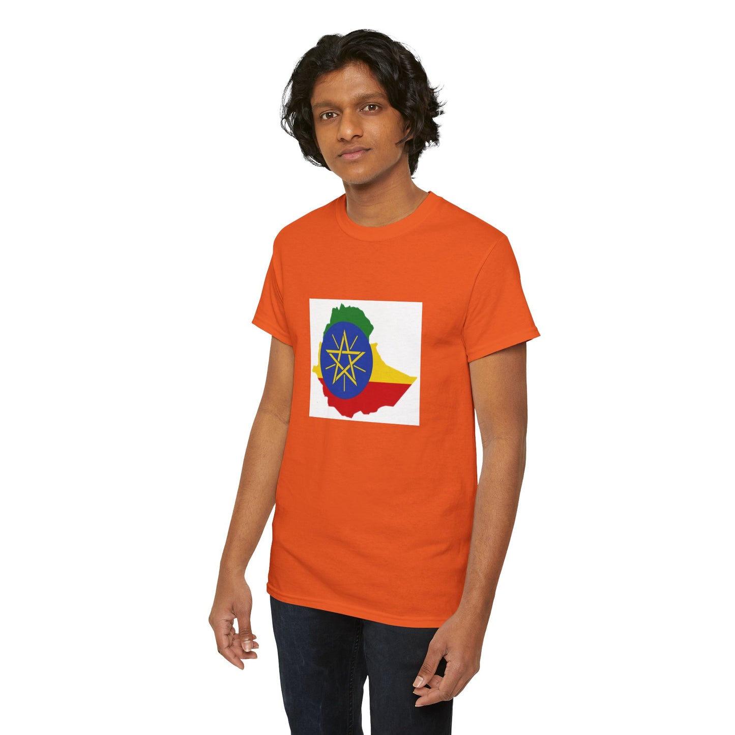 Unisex Heavy Cotton Tee -- Ethiopa federal flag and map