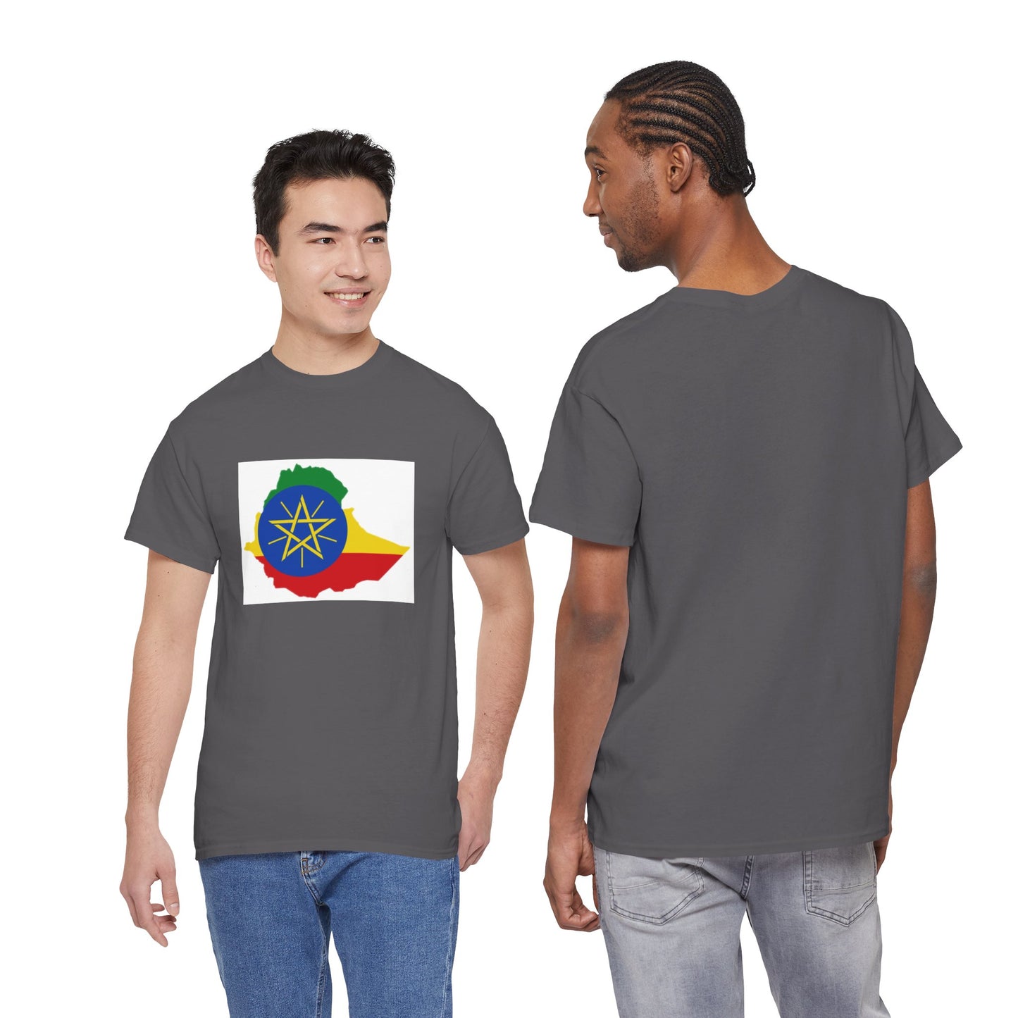 Unisex Heavy Cotton Tee -- Ethiopa federal flag and map