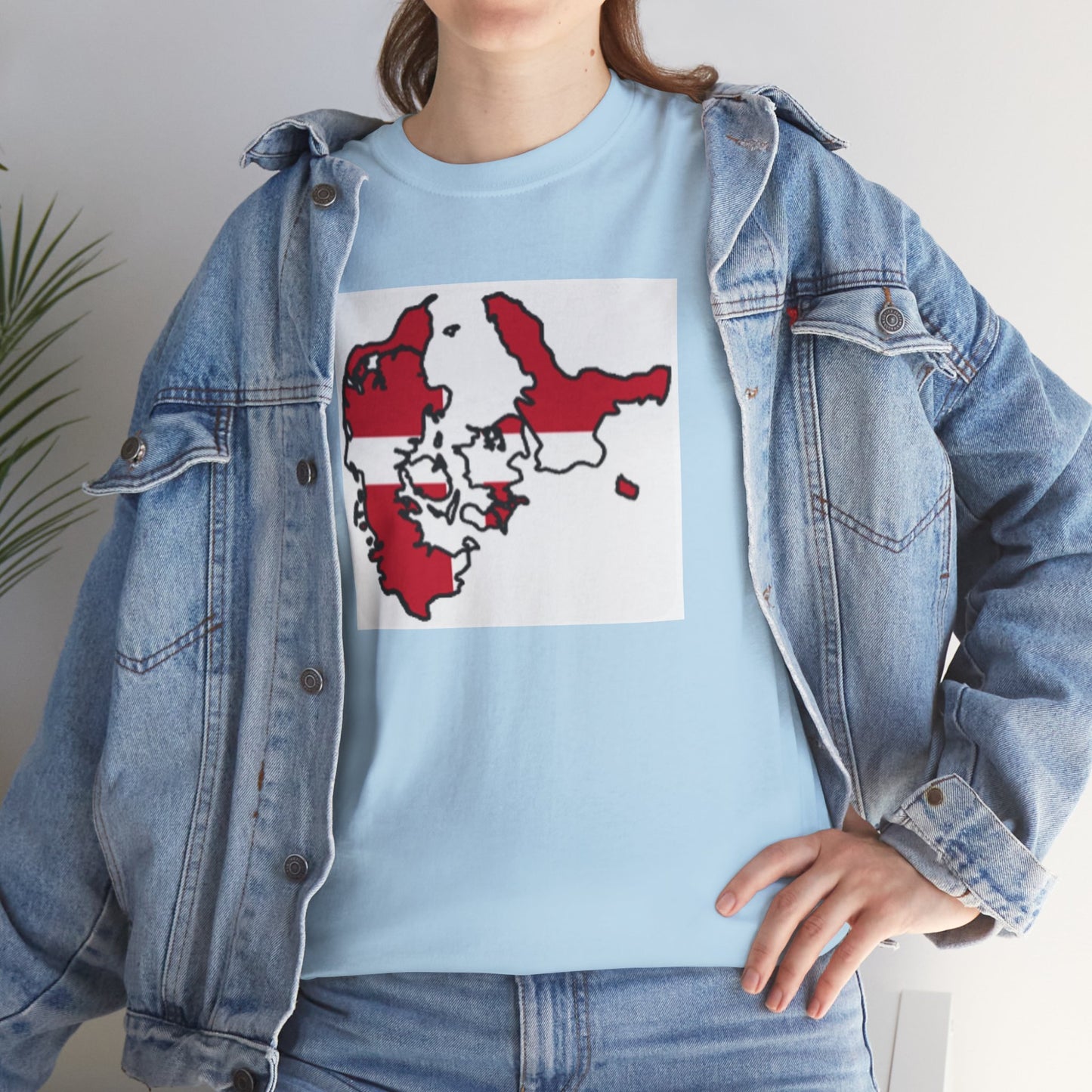 Unisex Heavy Cotton Tee -- Denmark flag and map