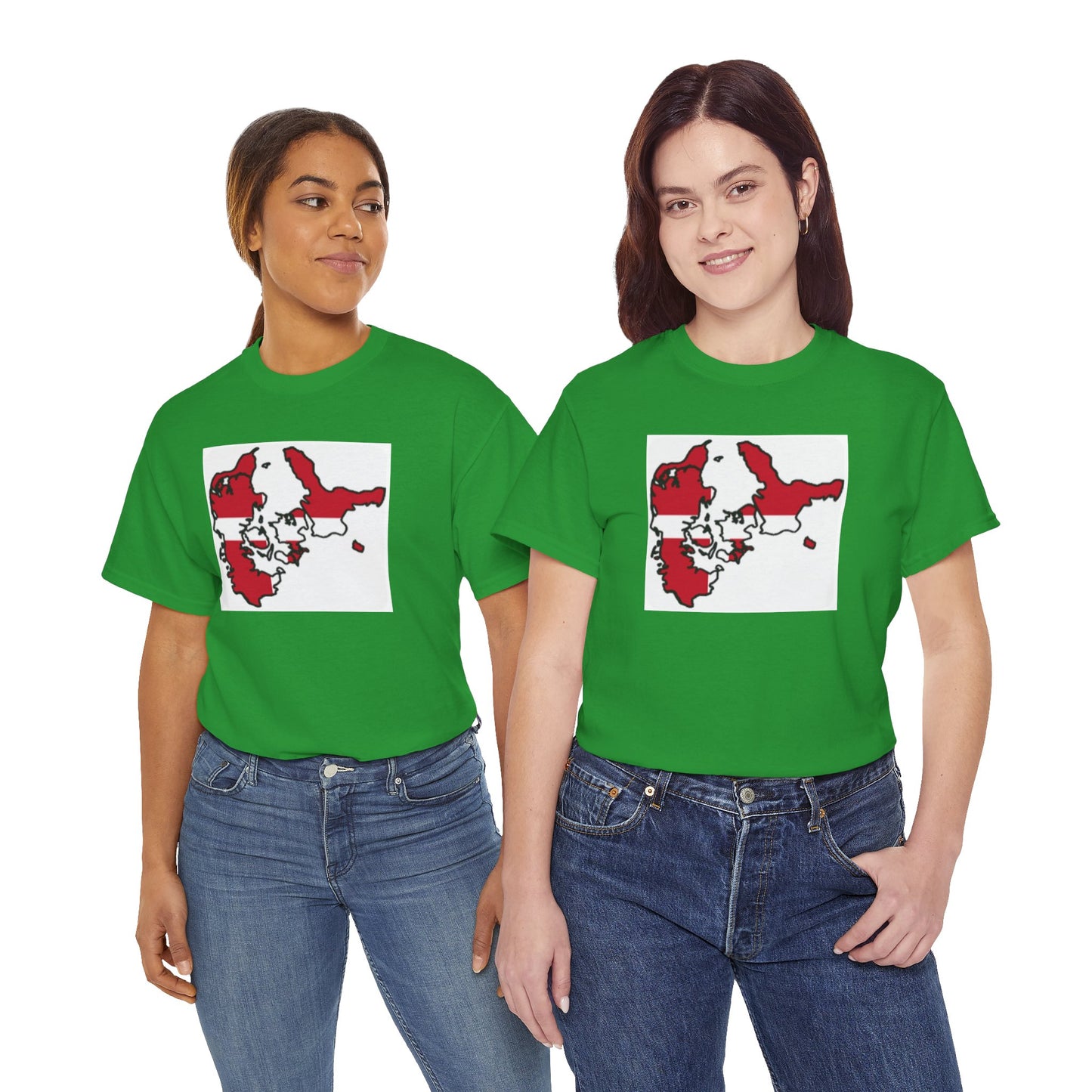 Unisex Heavy Cotton Tee -- Denmark flag and map