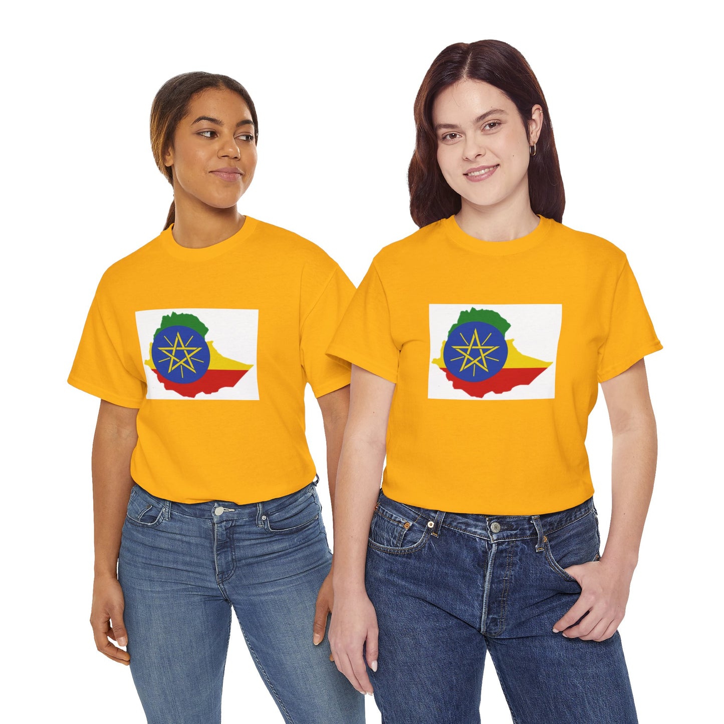 Unisex Heavy Cotton Tee -- Ethiopa federal flag and map
